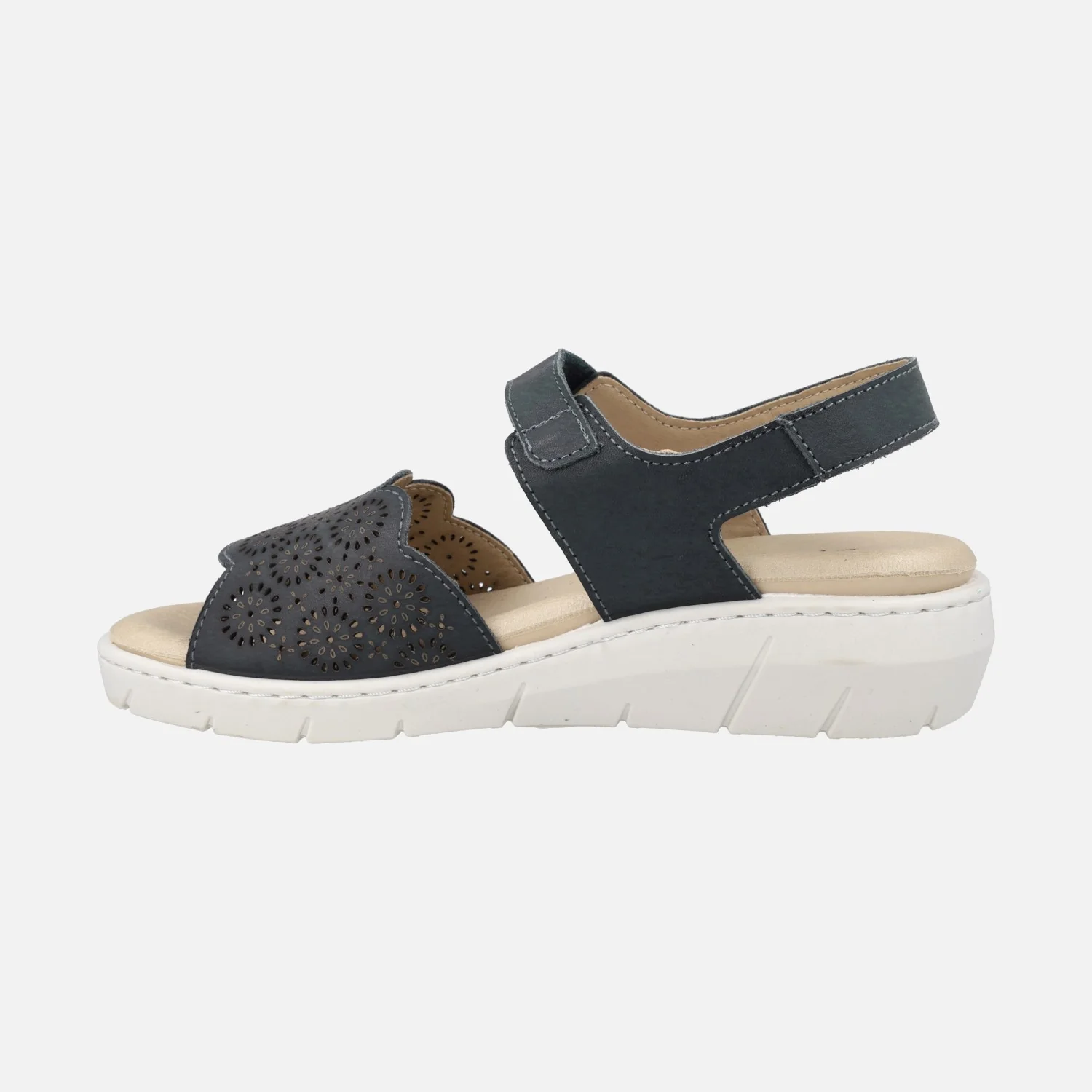 Sandalias confort de piel con pala troquelada y velcro - Image 10