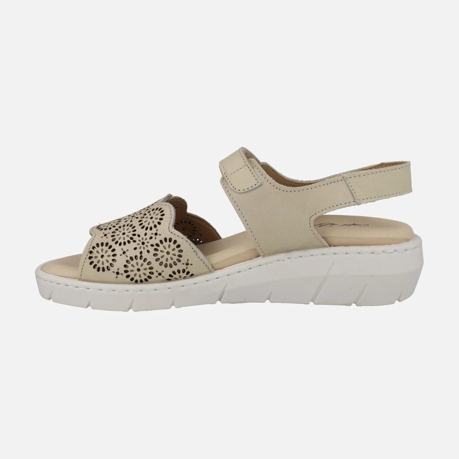 Sandalias confort de piel con pala troquelada y velcro - Image 3