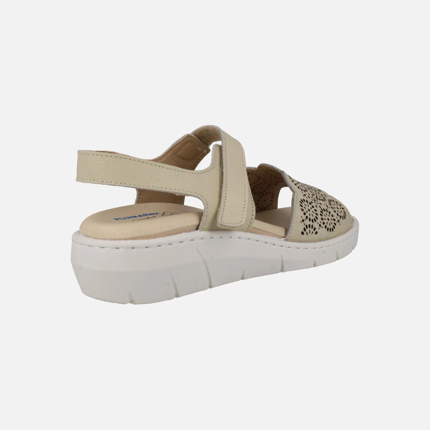 Sandalias confort de piel con pala troquelada y velcro - Image 4