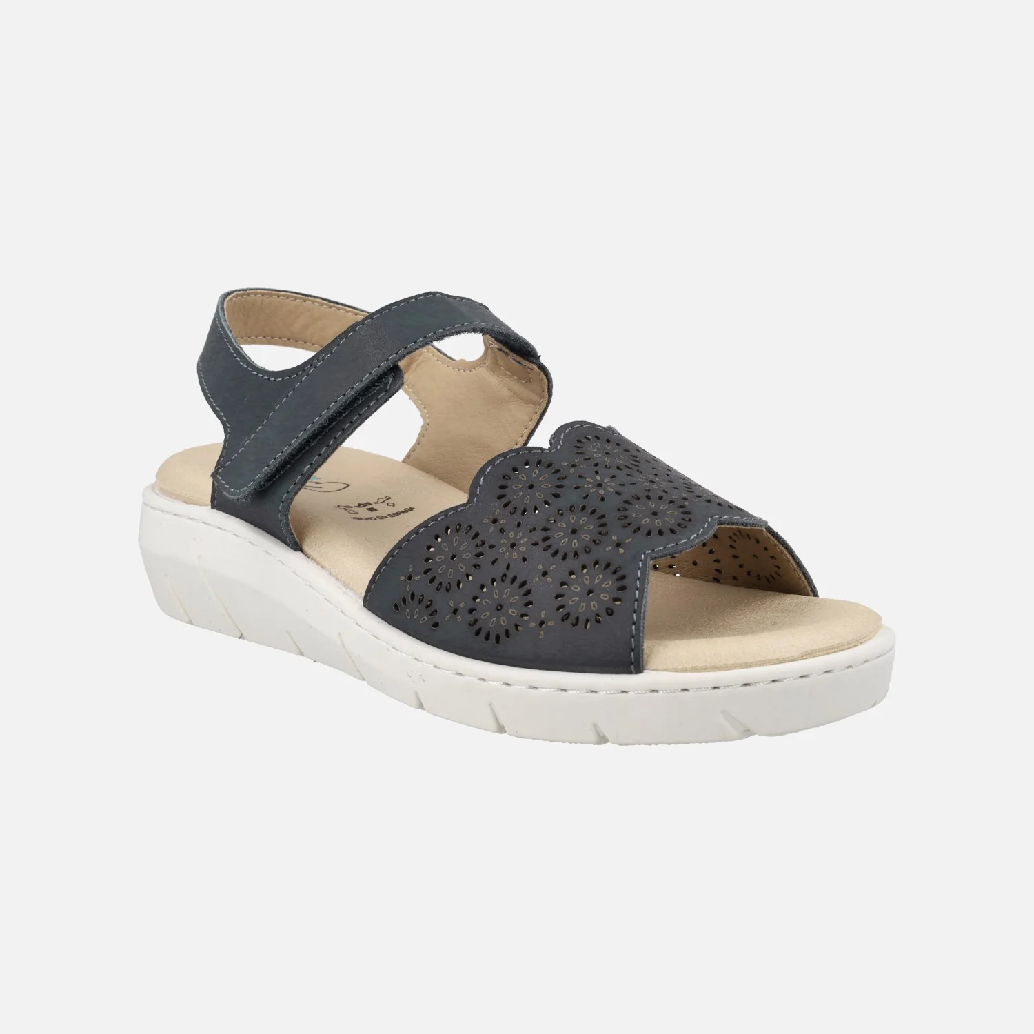 Sandalias confort de piel con pala troquelada y velcro - Image 8