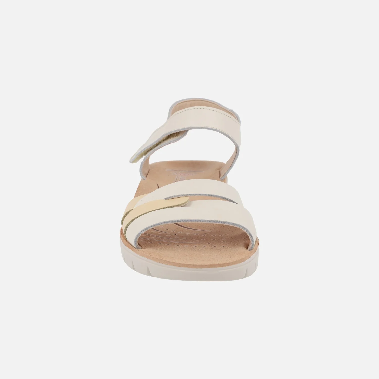 Sandalias confort de piel en beige y vainilla con cierre de velcro - Image 5
