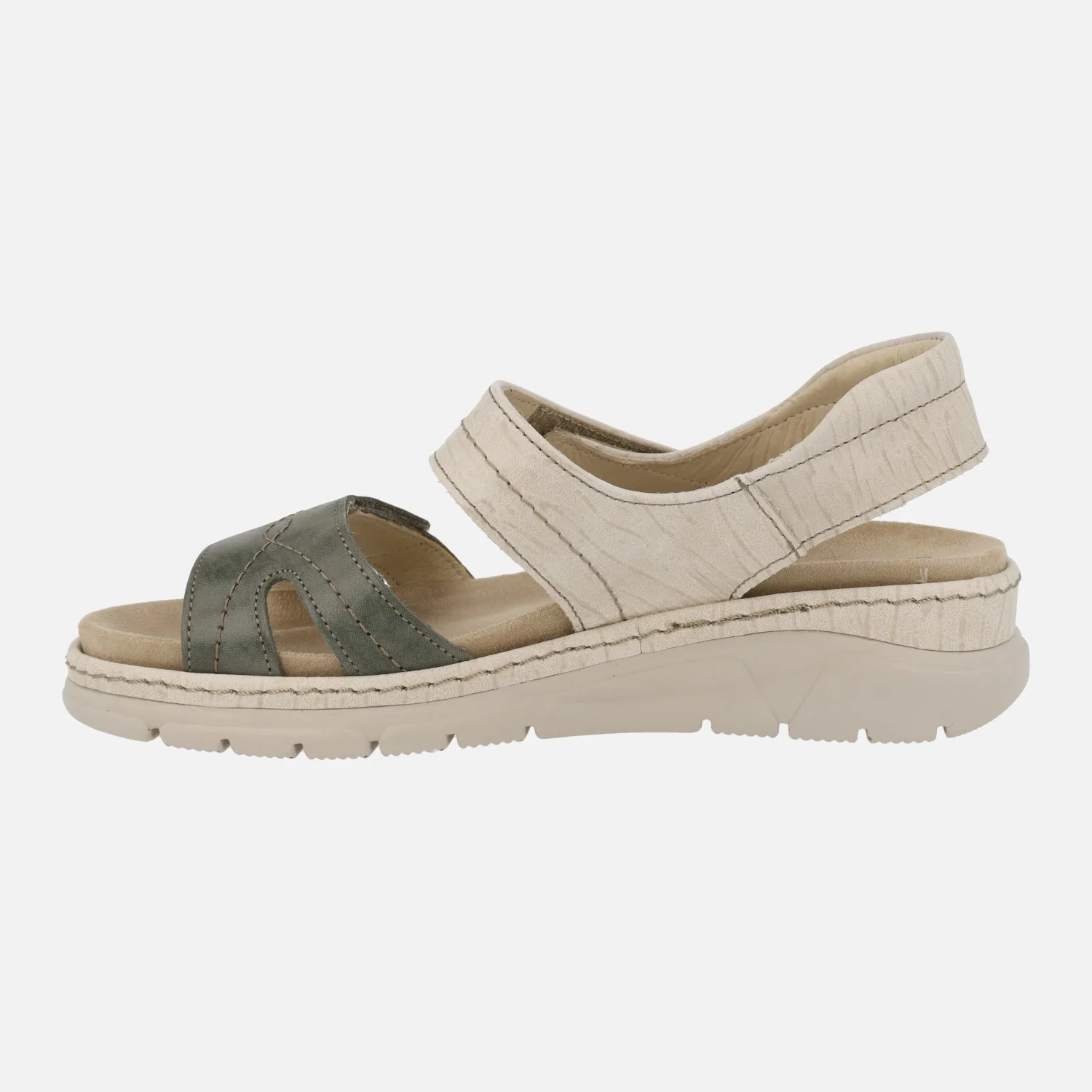 Sandalias confort deportivas con cierre de velcro en beige y kaki - Image 3