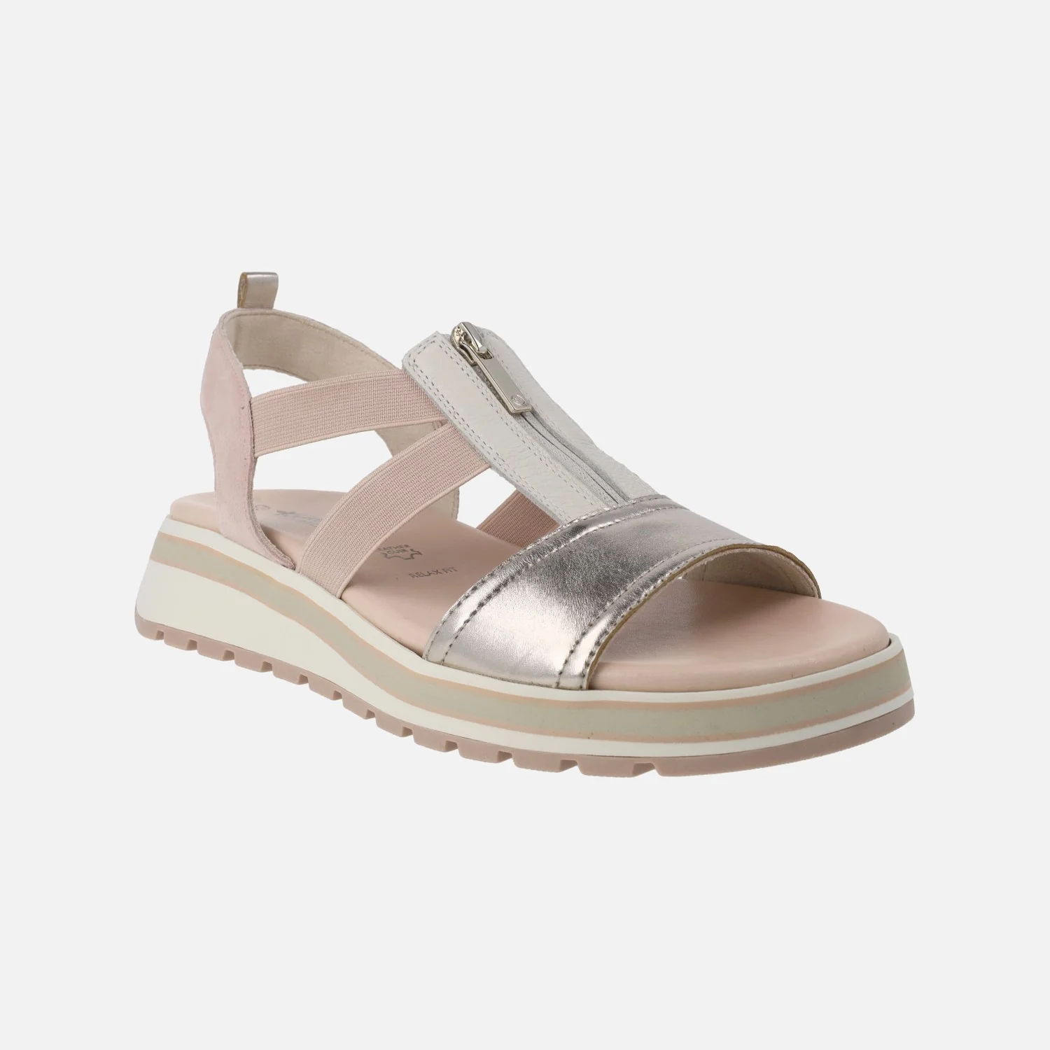 Sandalias confort en combinado rosa con cremallera y elásticos - Image 2