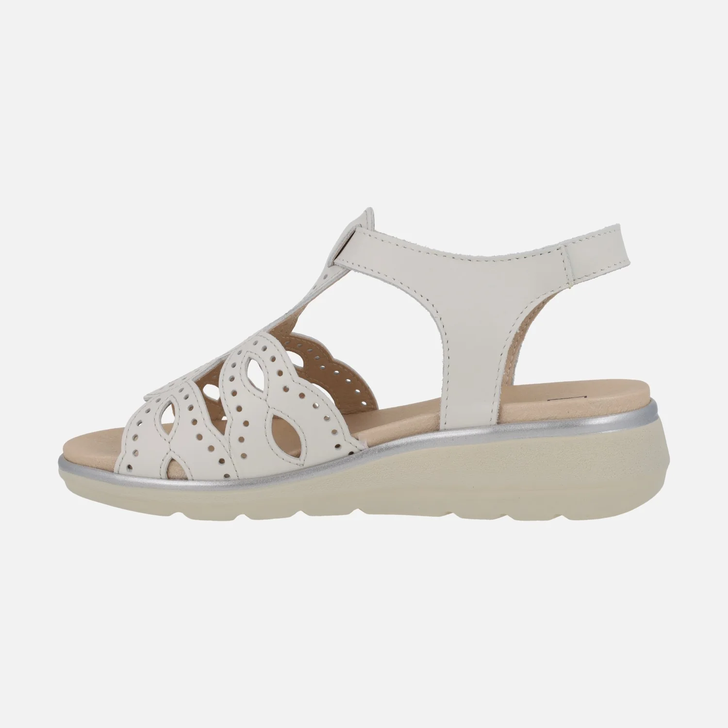 Sandalias confort en piel con detalle de picados y cierre de velcro - Image 9