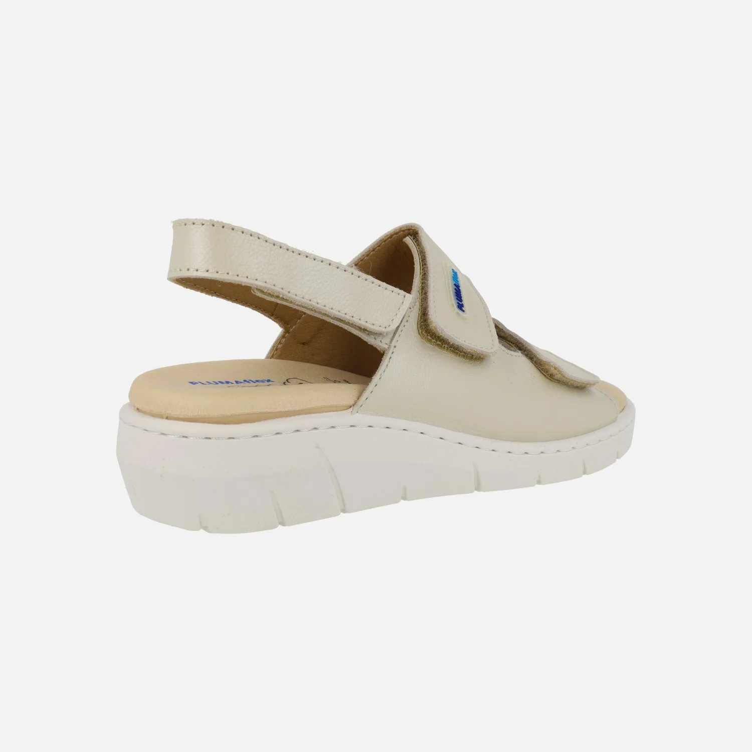 Sandalias confort en piel beige con cierre de velcros - Image 4