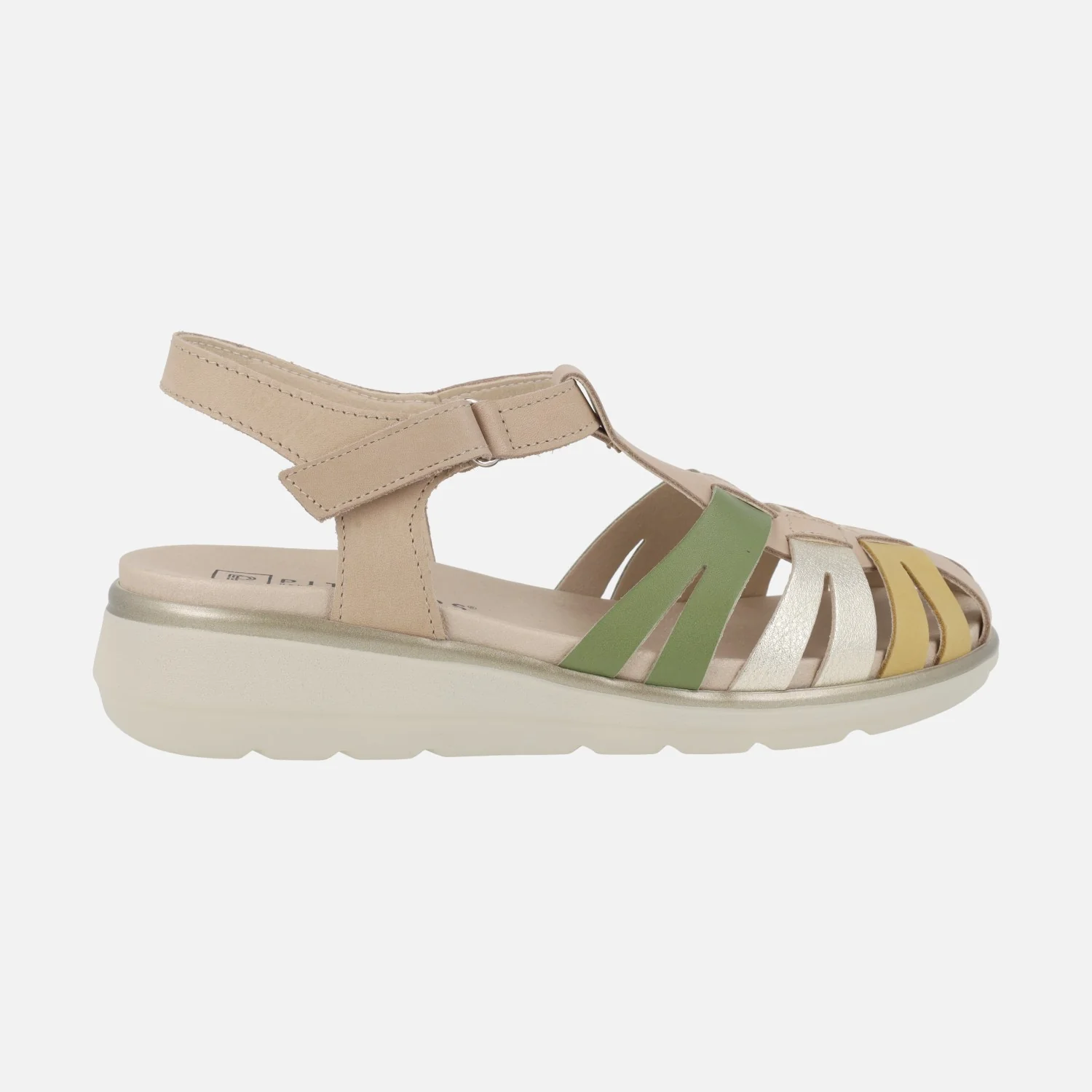 Sandalias confort en piel estilo cangrejeras con cierre de velcro