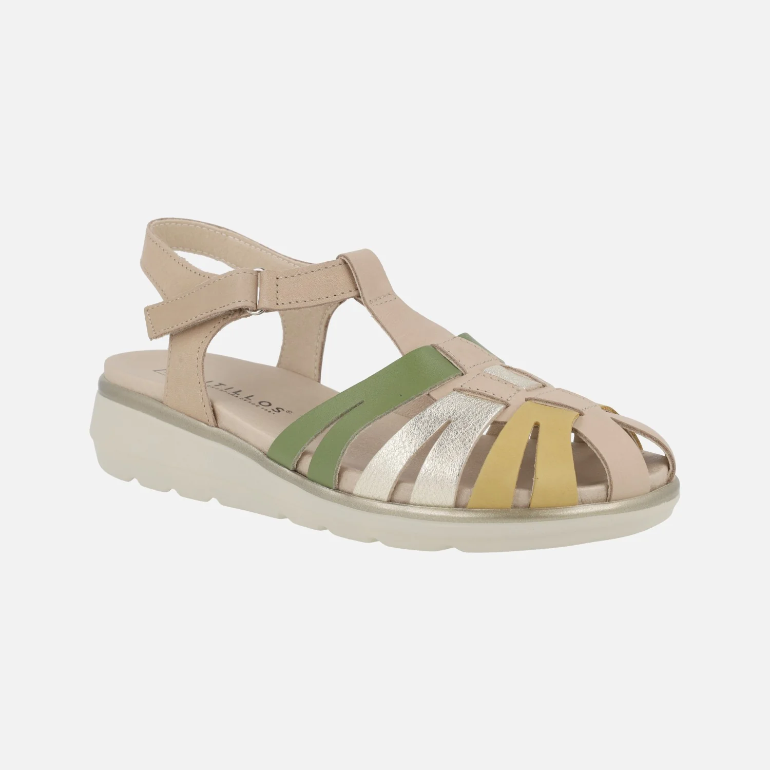 Sandalias confort en piel estilo cangrejeras con cierre de velcro - Image 2