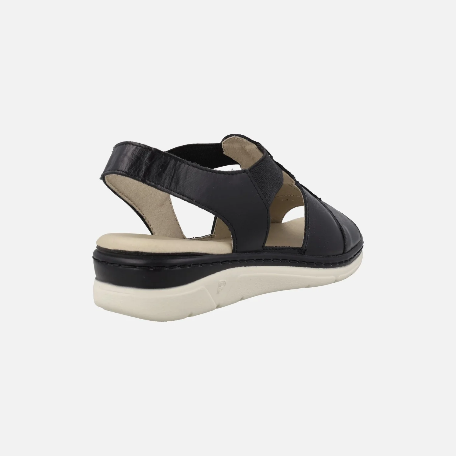 Sandalias confort en piel negra con detalles de strass - Image 4