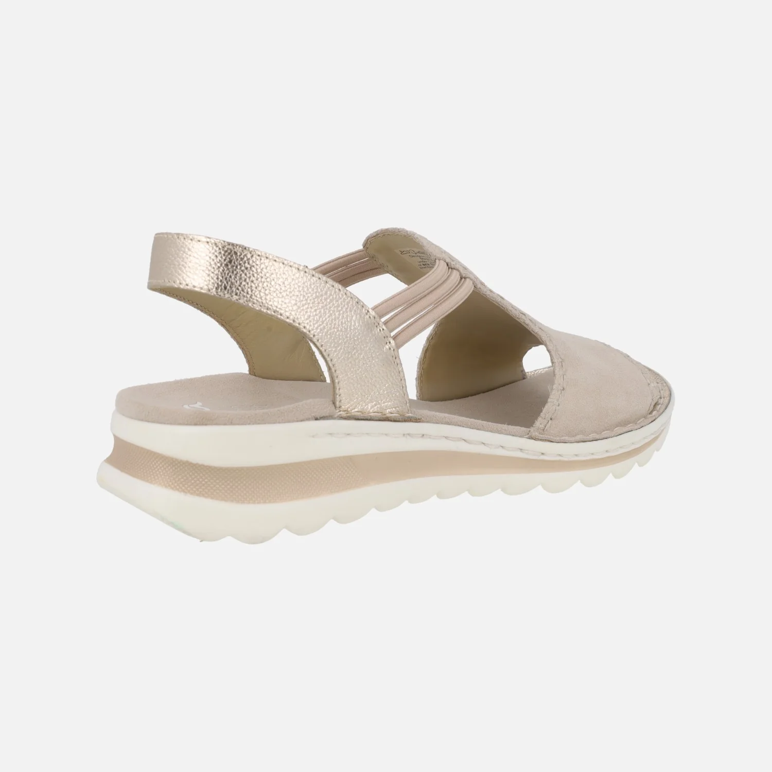 Sandalias confort en serraje beige con elásticos laterales - Image 4