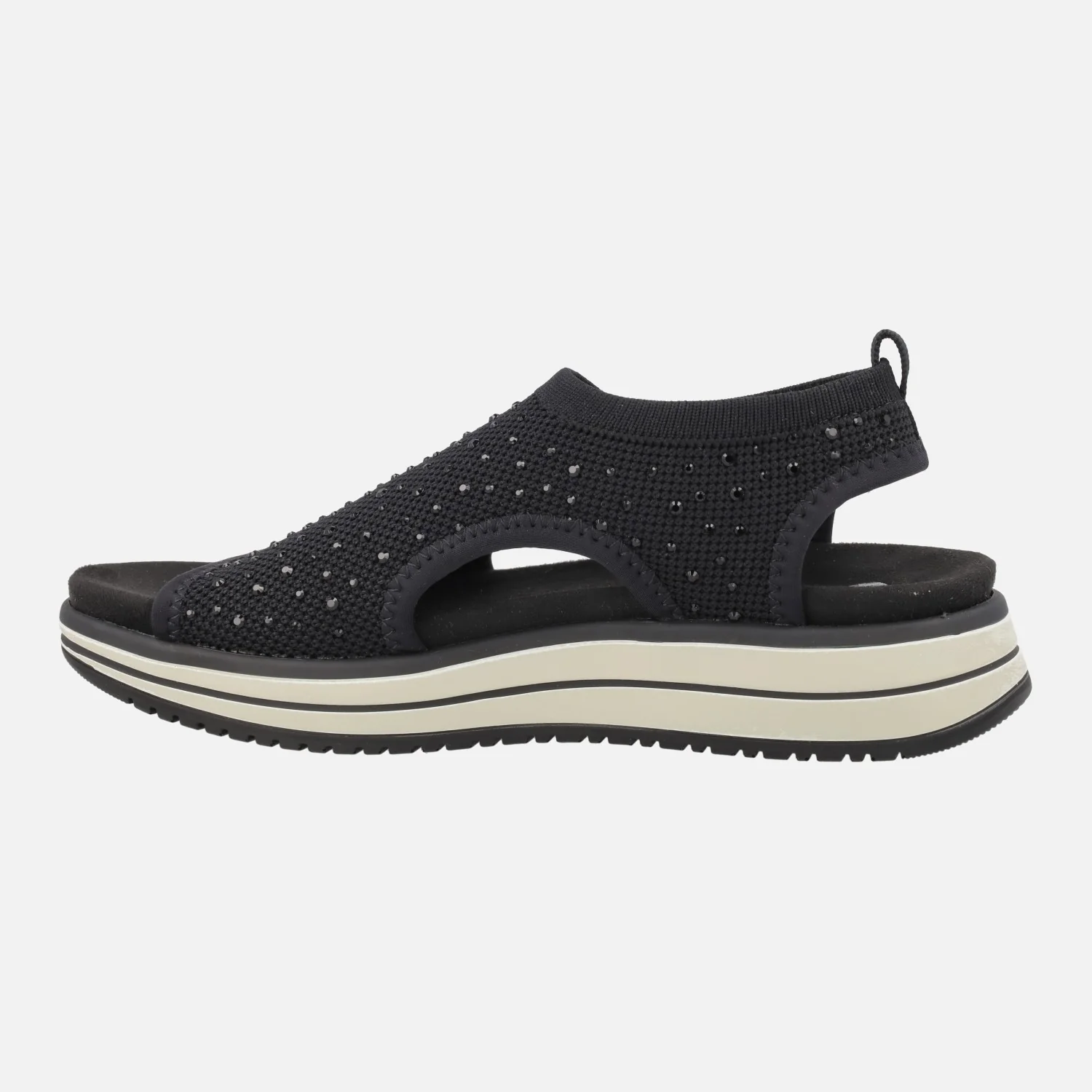 Sandalias confort en tejido elástico con detalles de strass - Image 10