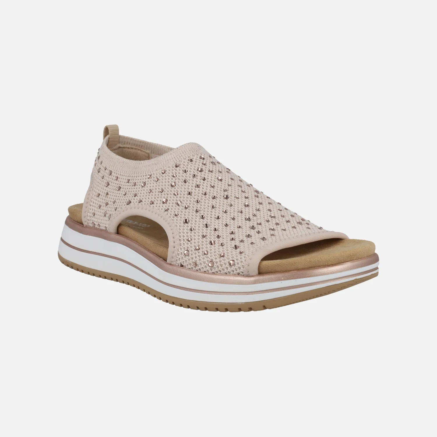 Sandalias confort en tejido elástico con detalles de strass - Image 2