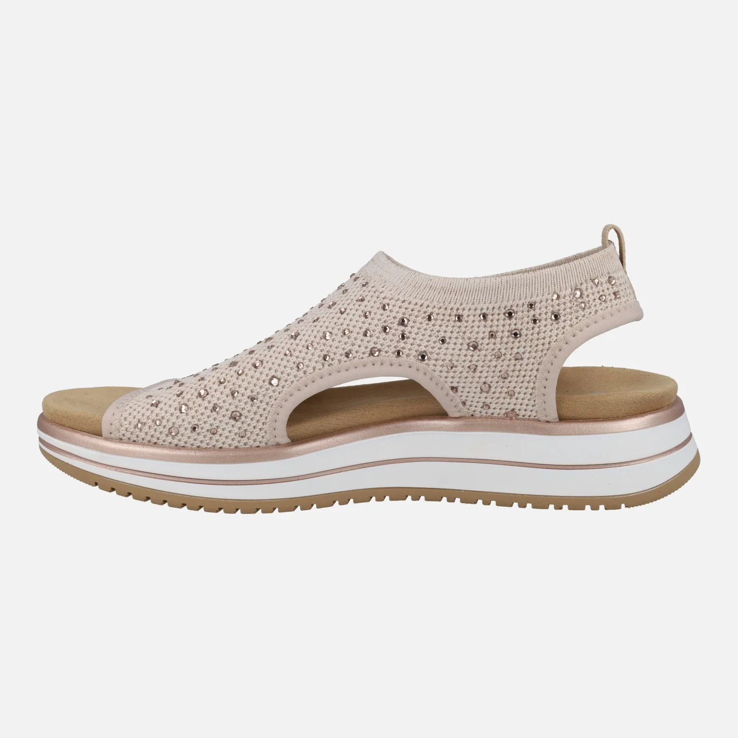 Sandalias confort en tejido elástico con detalles de strass - Image 3