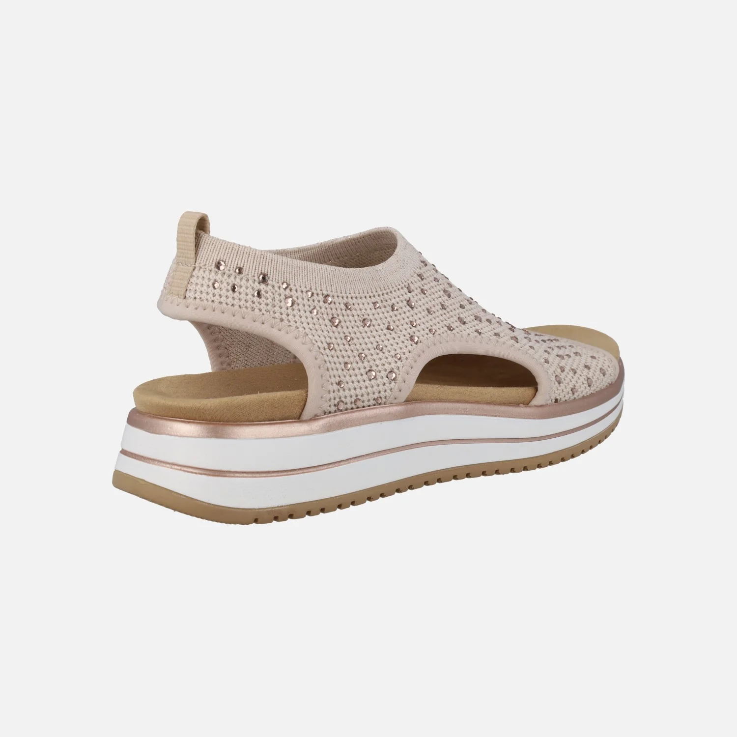 Sandalias confort en tejido elástico con detalles de strass - Image 4