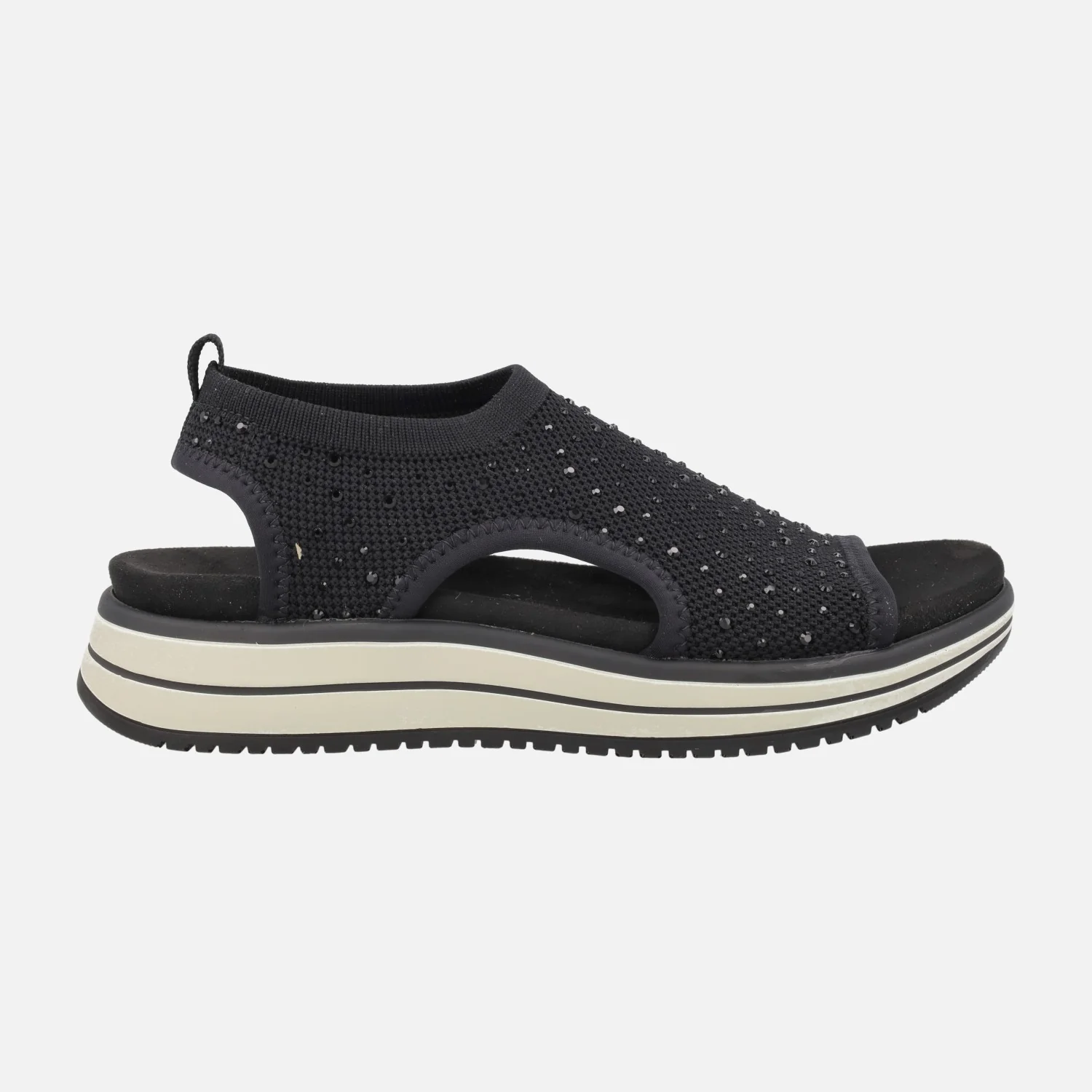 Sandalias confort en tejido elástico con detalles de strass - Image 7