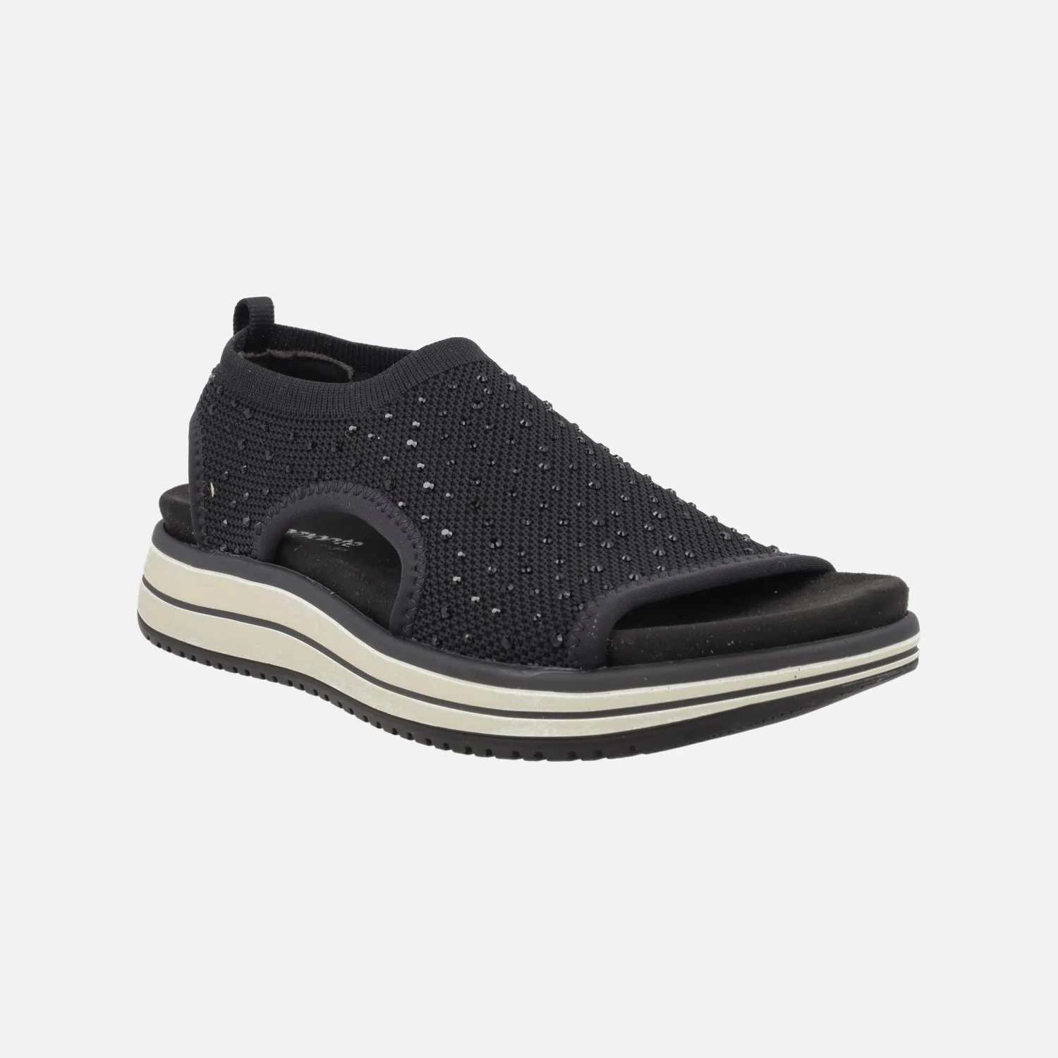 Sandalias confort en tejido elástico con detalles de strass - Image 8