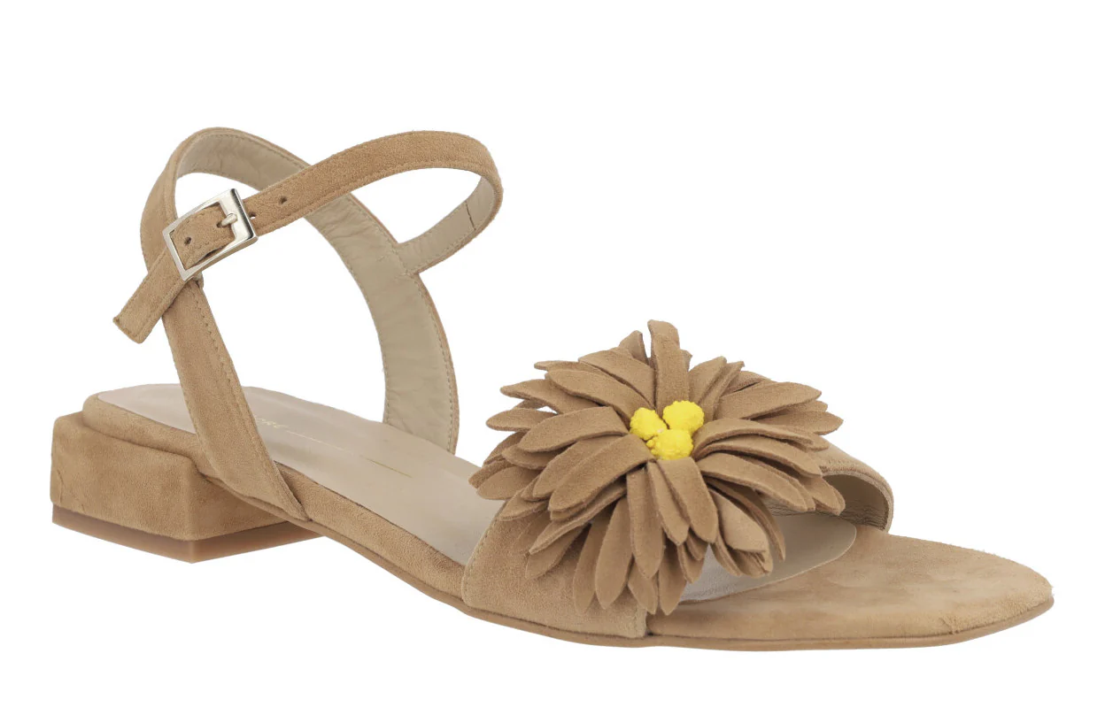 Sandalias de ante con adorno de flor para mujer - Image 6