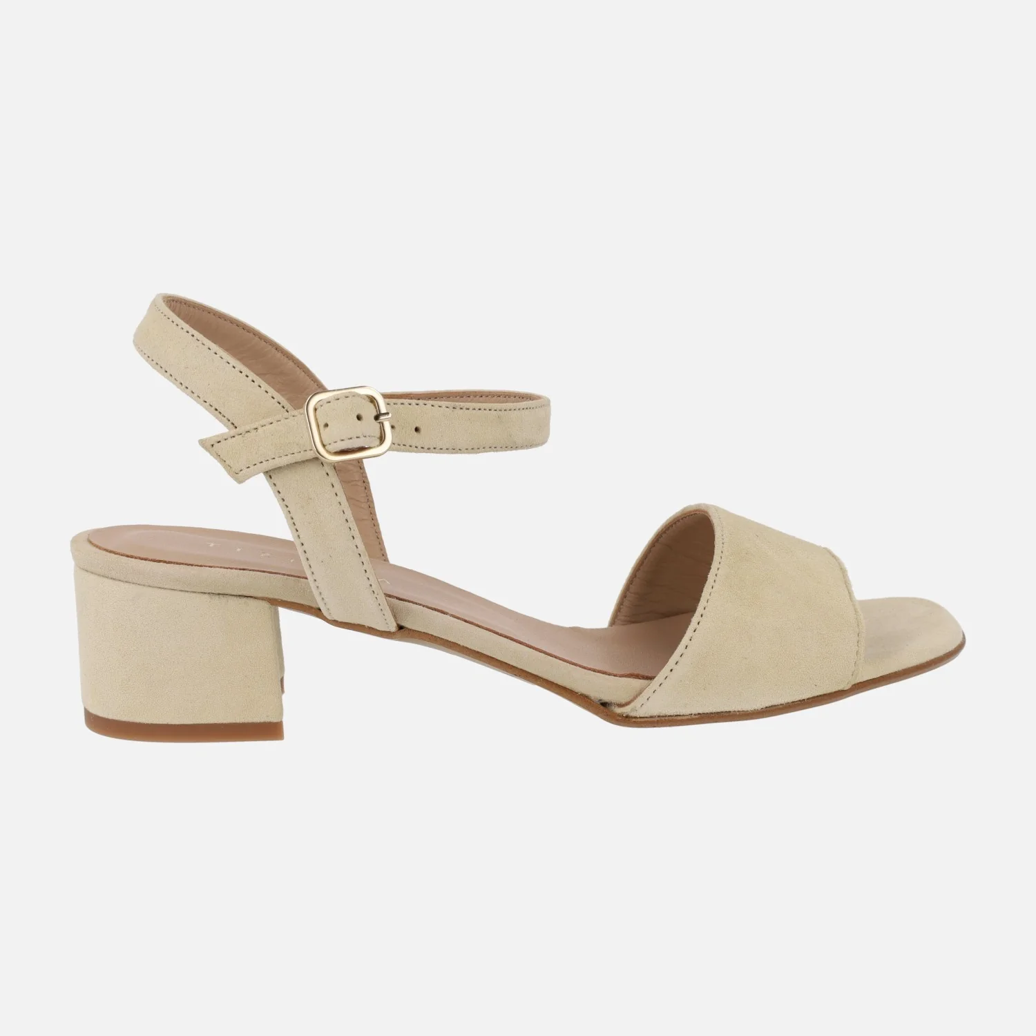 Sandalias de ante con pulsera al tobillo y tacón bajo