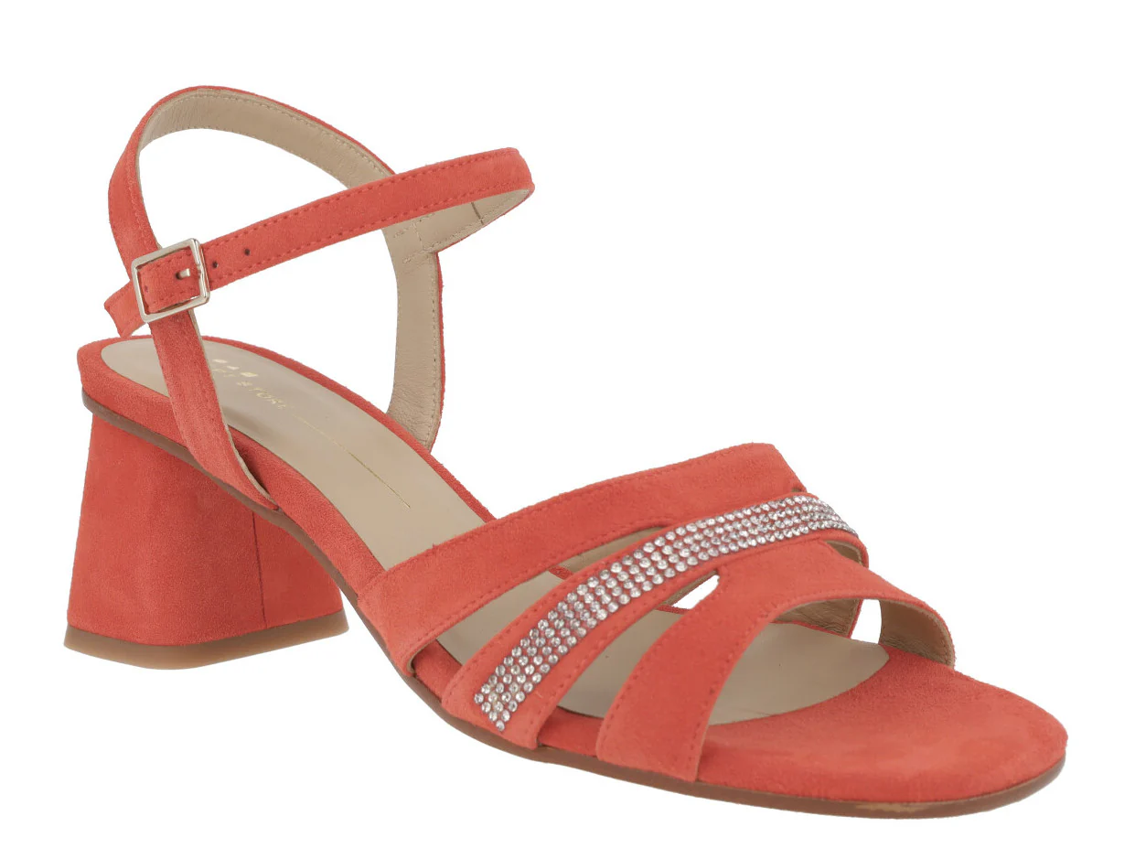 Sandalias de ante con tira de strass para mujer