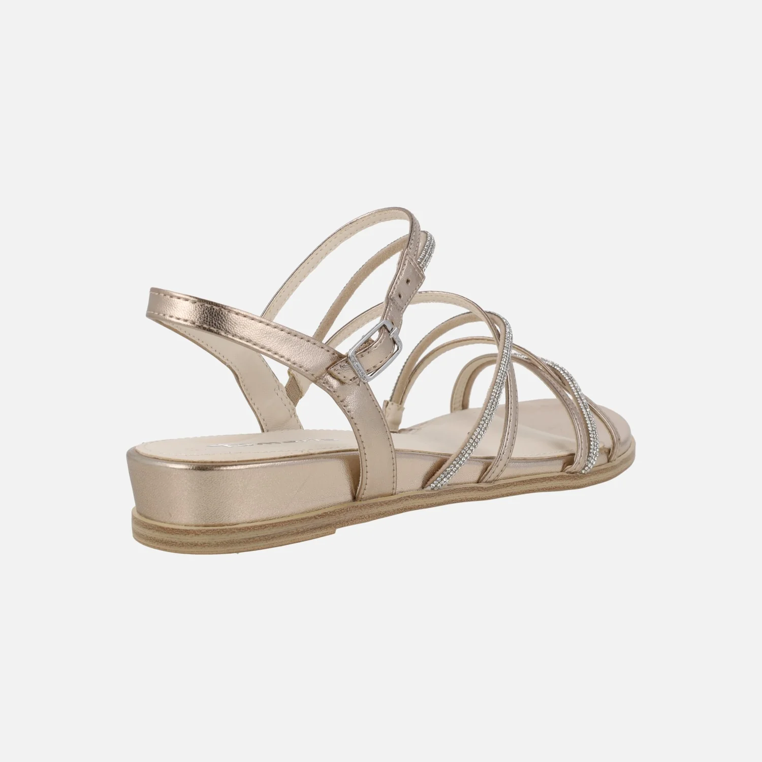 Sandalias de cuña baja con tiras metalizadas y con strass - Image 4