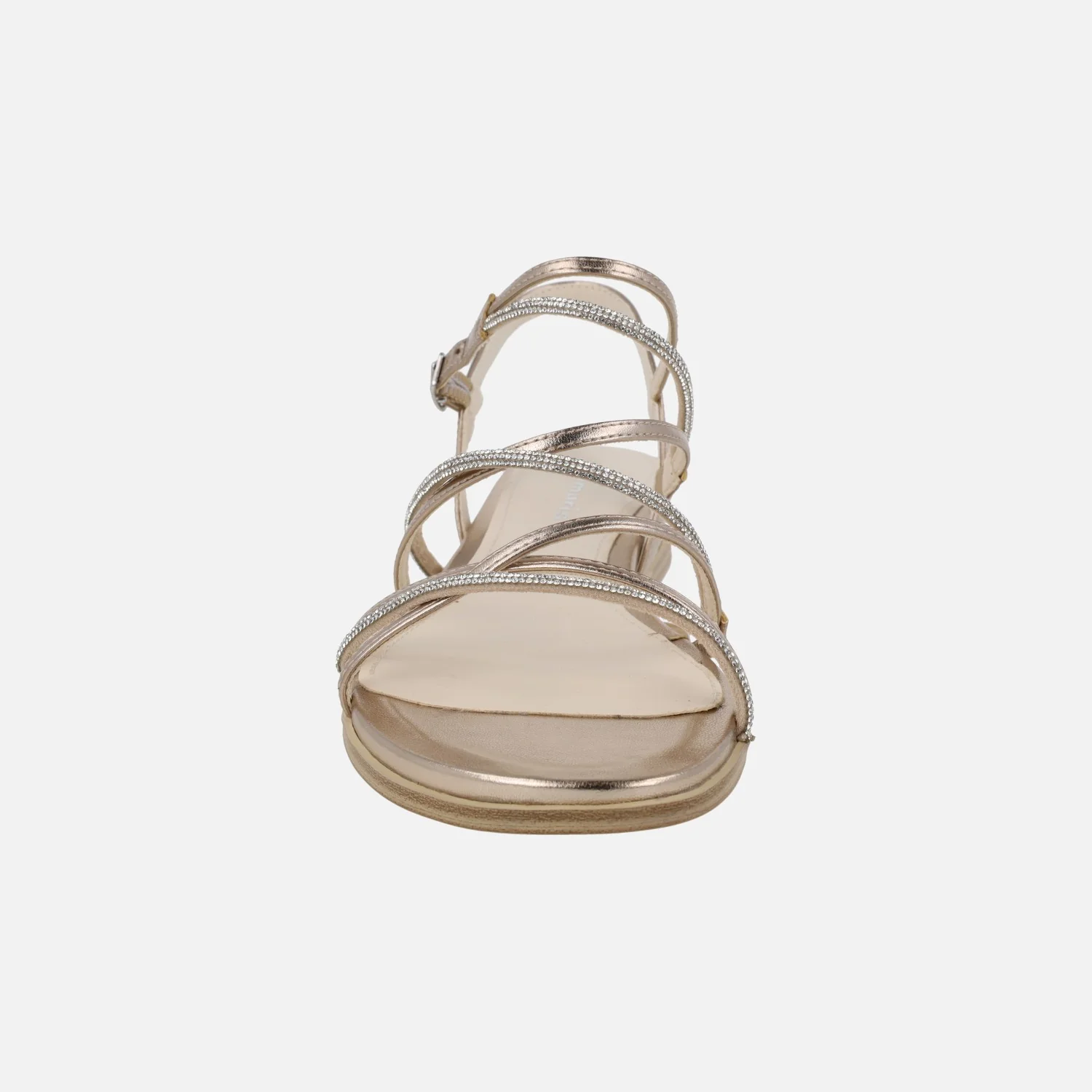 Sandalias de cuña baja con tiras metalizadas y con strass - Image 5