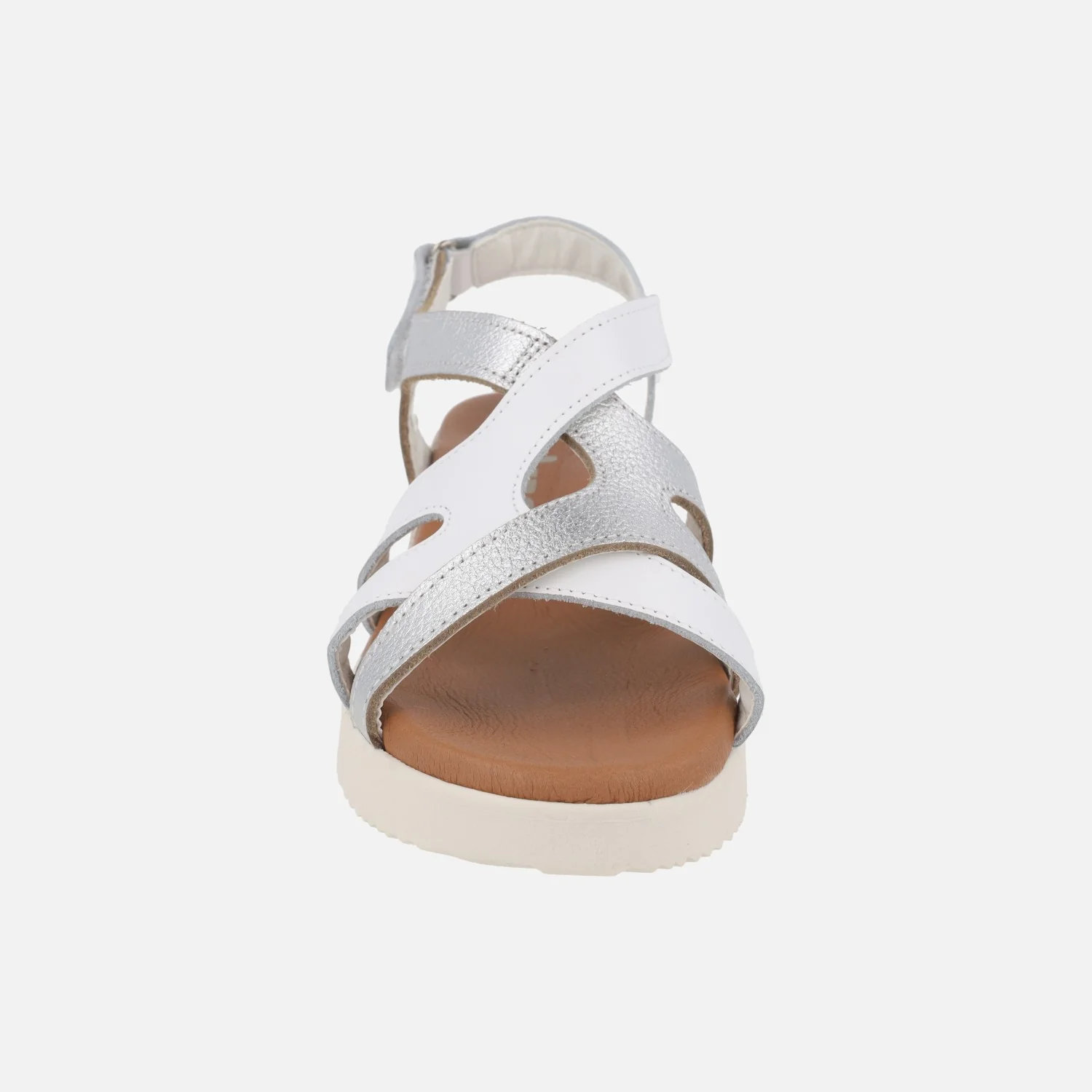 Sandalias de cuña baja en combinado blanco y plata - Image 5