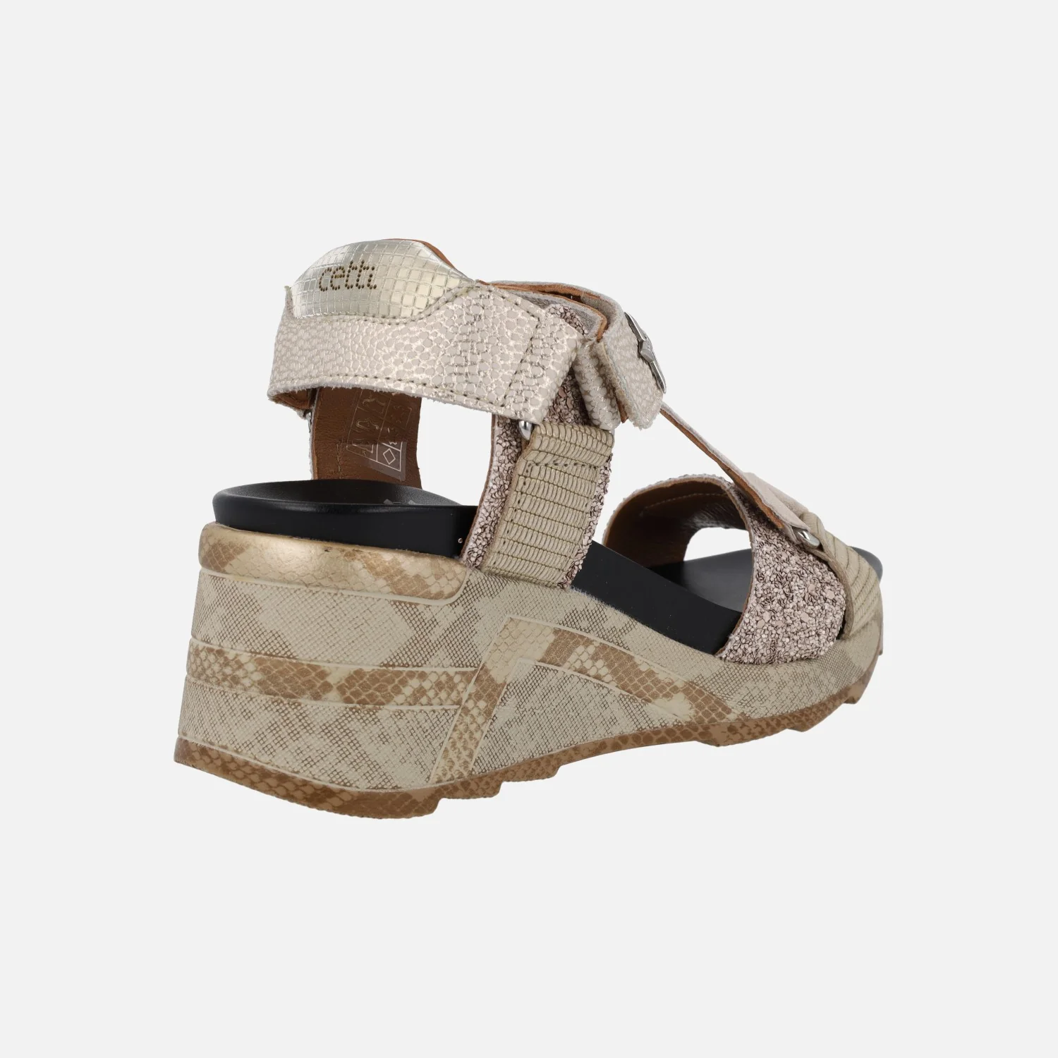Sandalias de cuña en combinado platino con cierre de velcros - Image 4