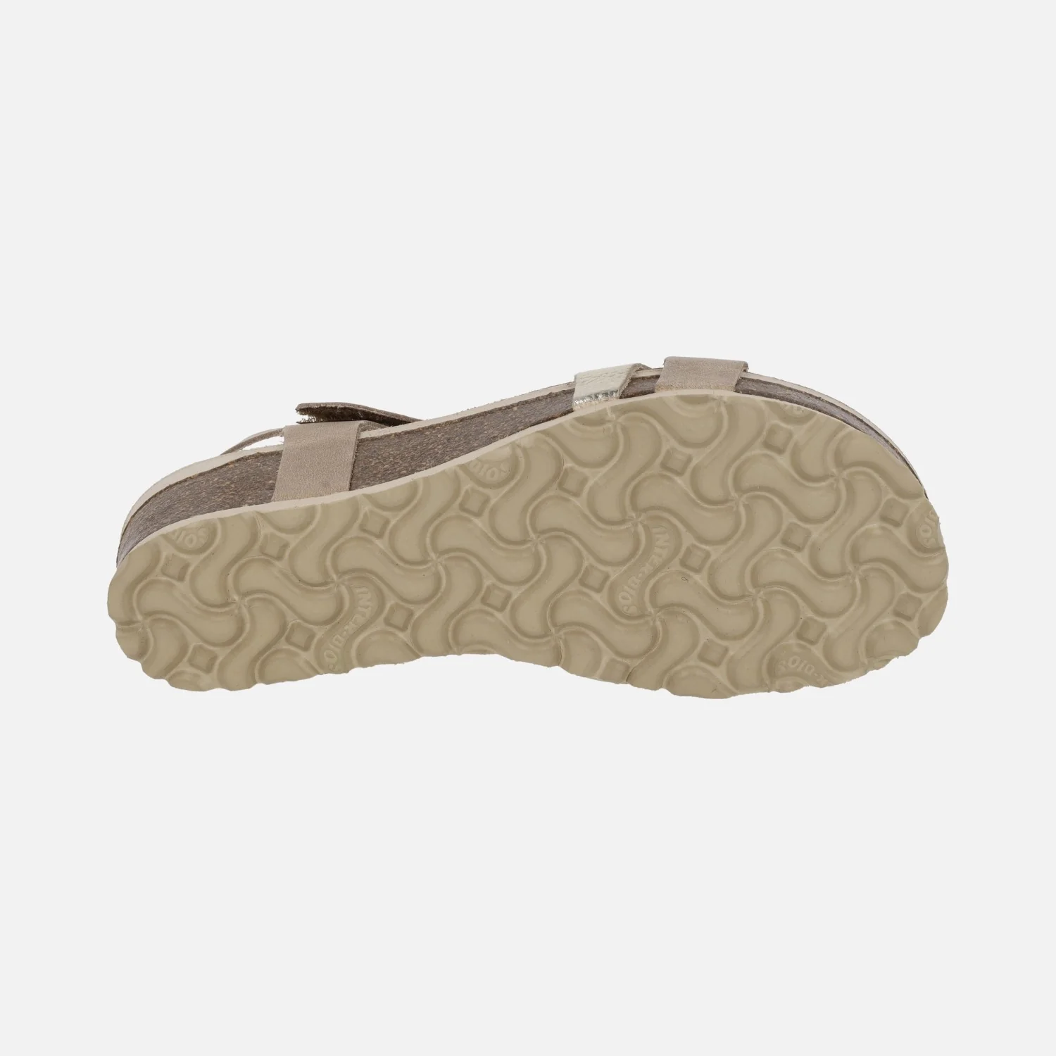 Sandalias de cuña en combinado beige y platino con cierre de velcro - Image 6