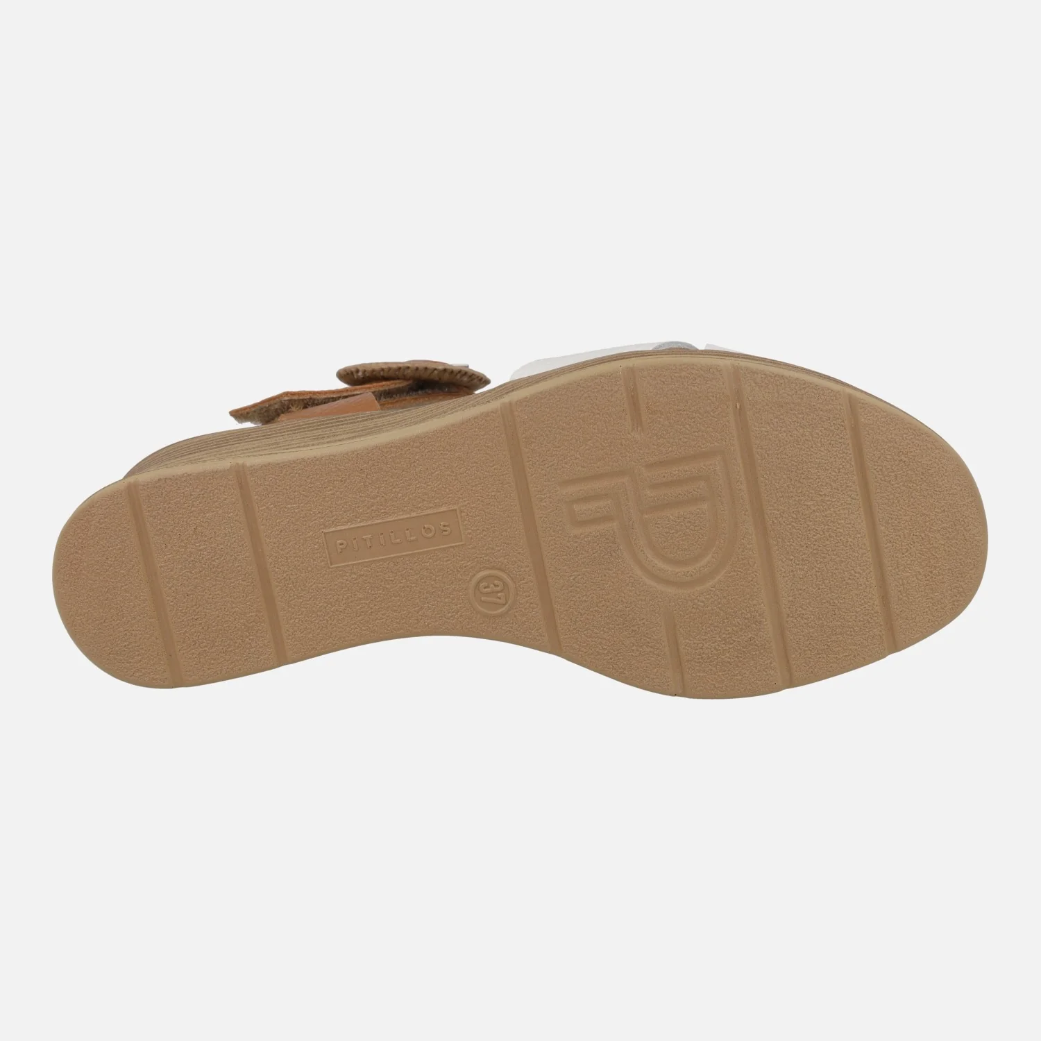 Sandalias de cuña en combinado blanco y cuero con cierre de velcro - Image 6