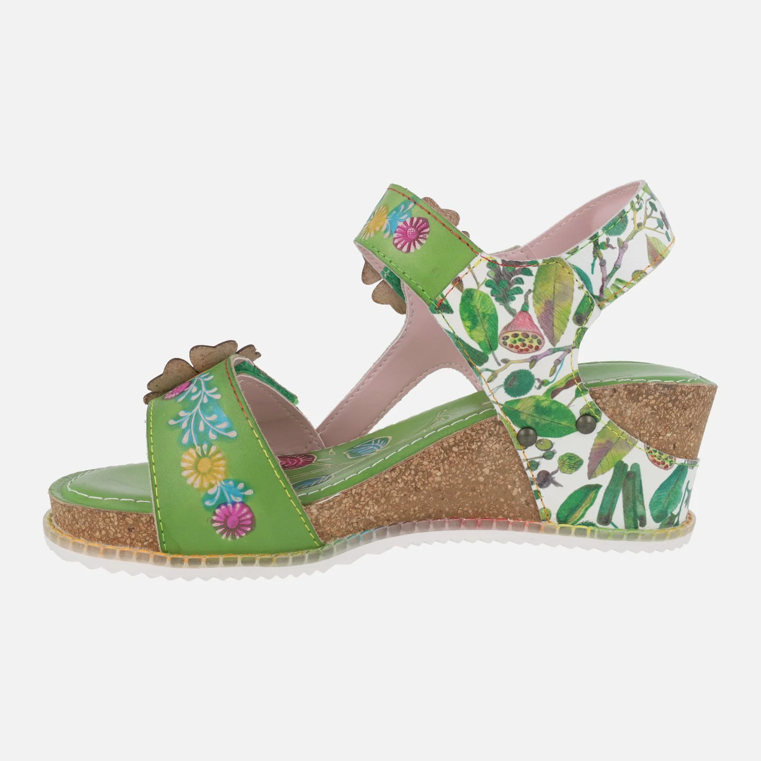 Sandalias de cuña en combinado verde Bonito 38 Vert - Image 3