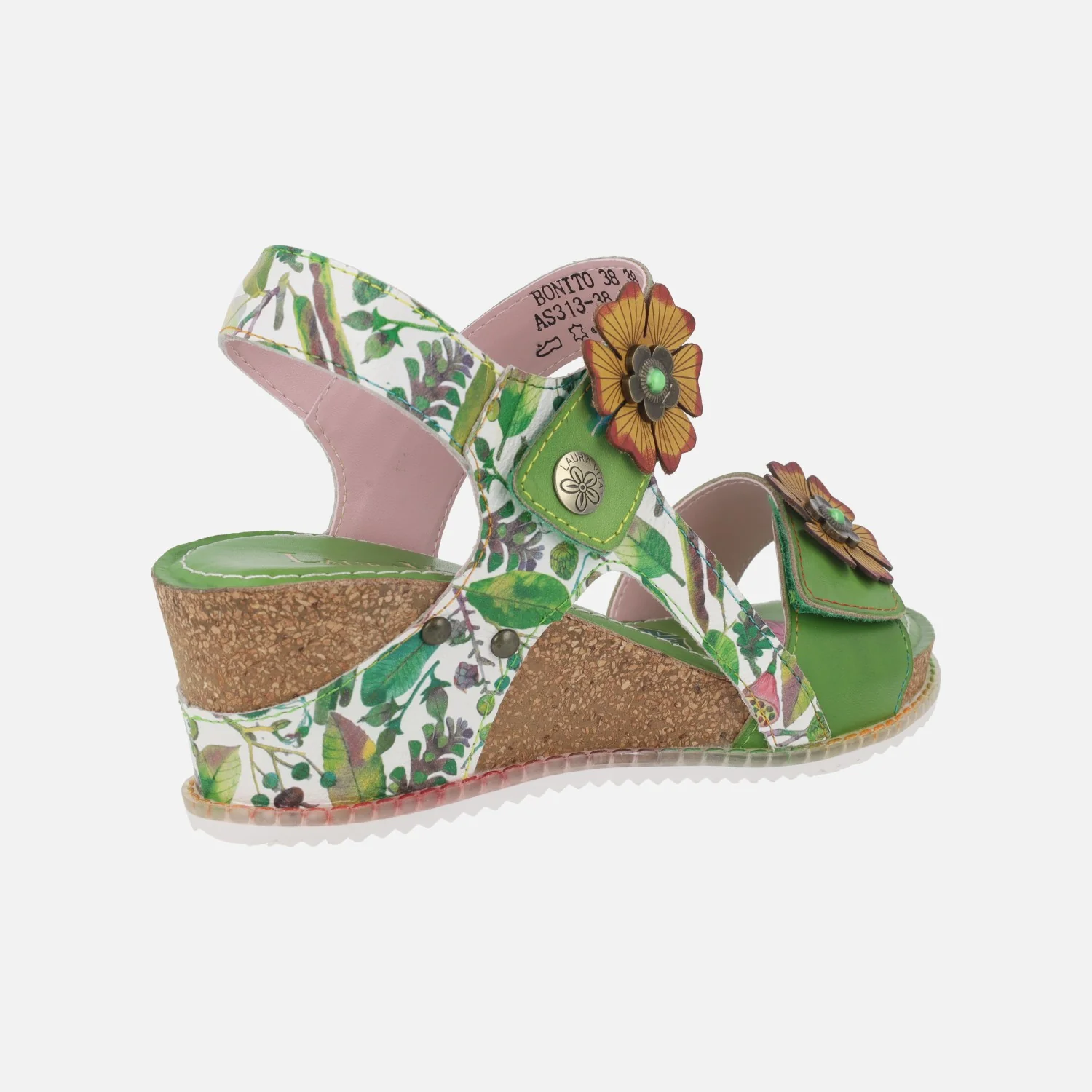 Sandalias de cuña en combinado verde Bonito 38 Vert - Image 4