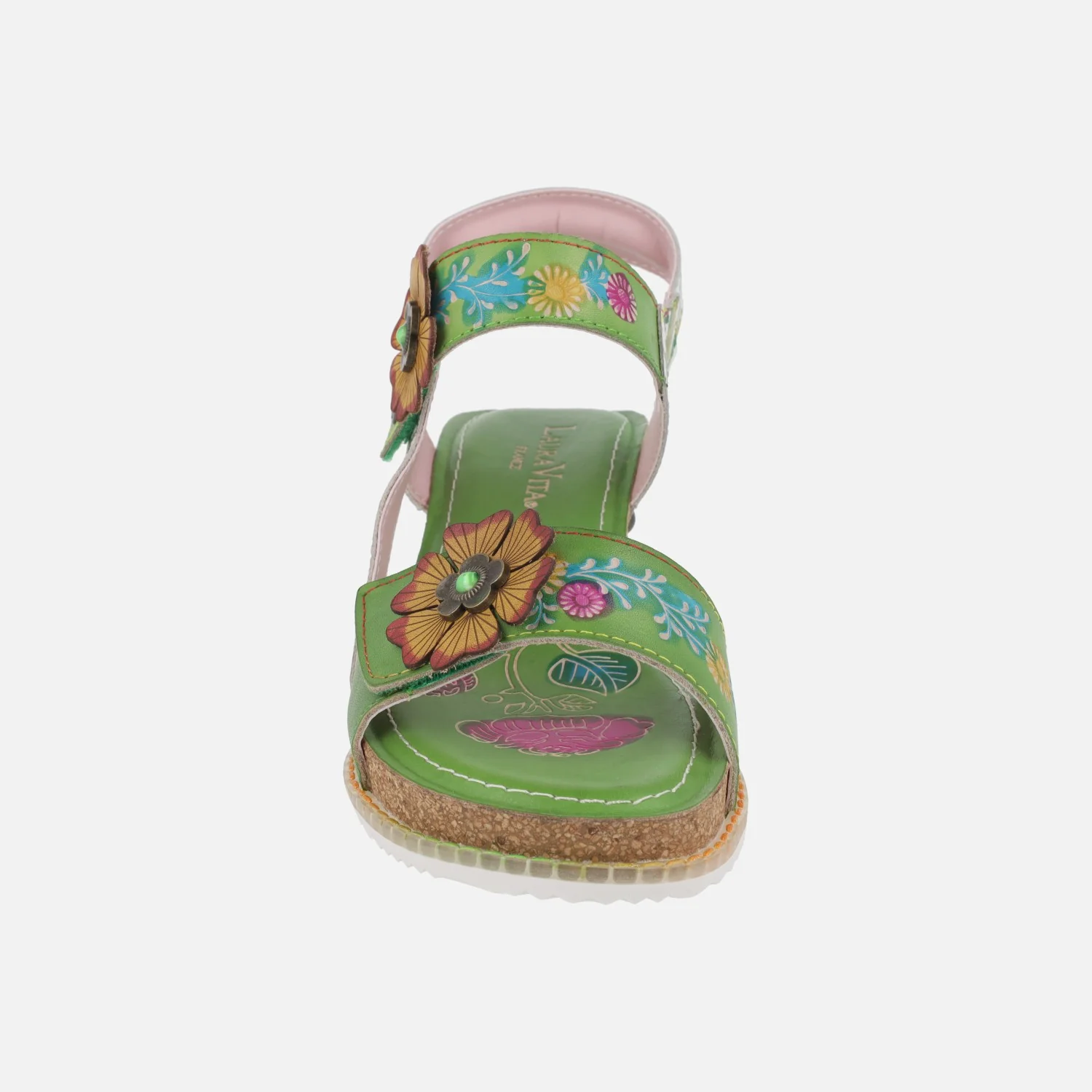 Sandalias de cuña en combinado verde Bonito 38 Vert - Image 5