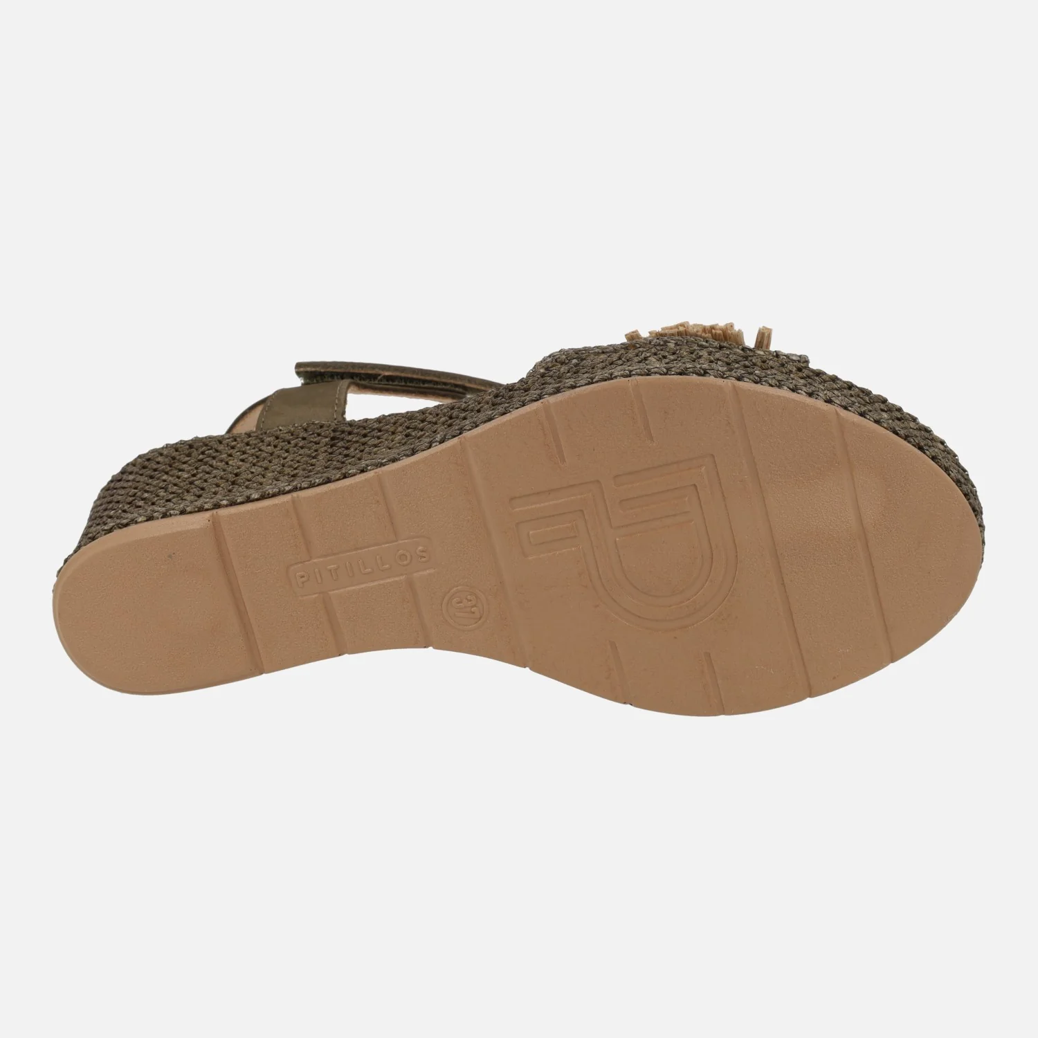 Sandalias de cuña en piel y tejido rafia con adorno de flor - Image 12
