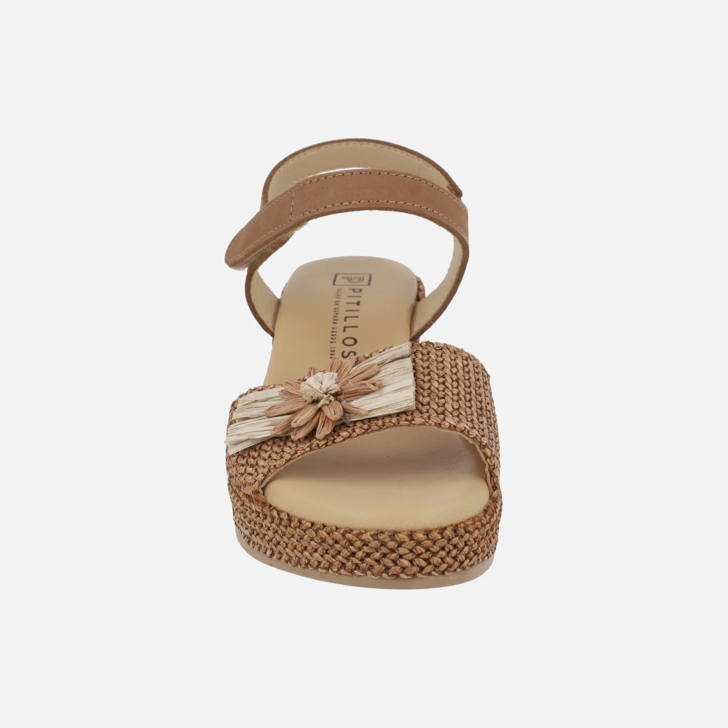 Sandalias de cuña en piel y tejido rafia con adorno de flor - Image 17