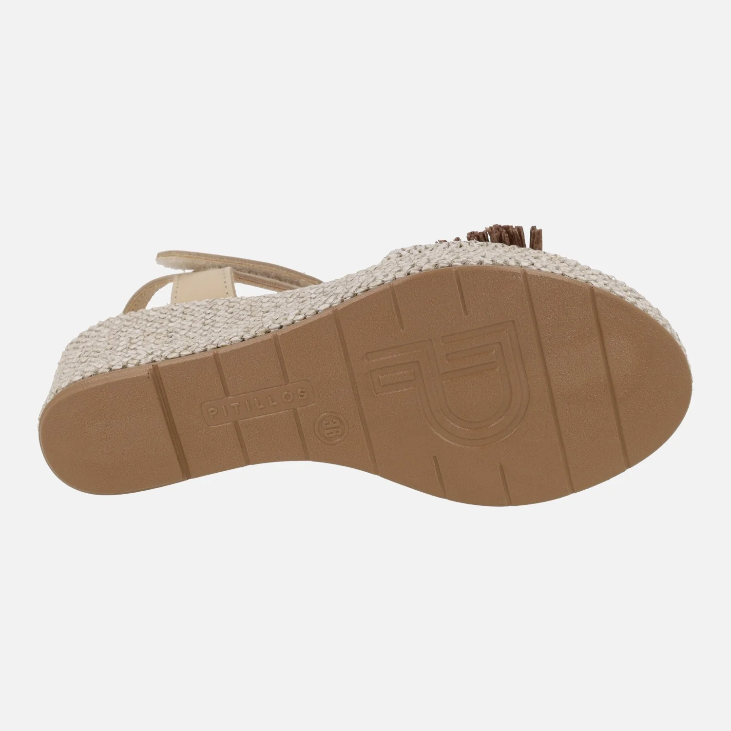 Sandalias de cuña en piel y tejido rafia con adorno de flor - Image 6