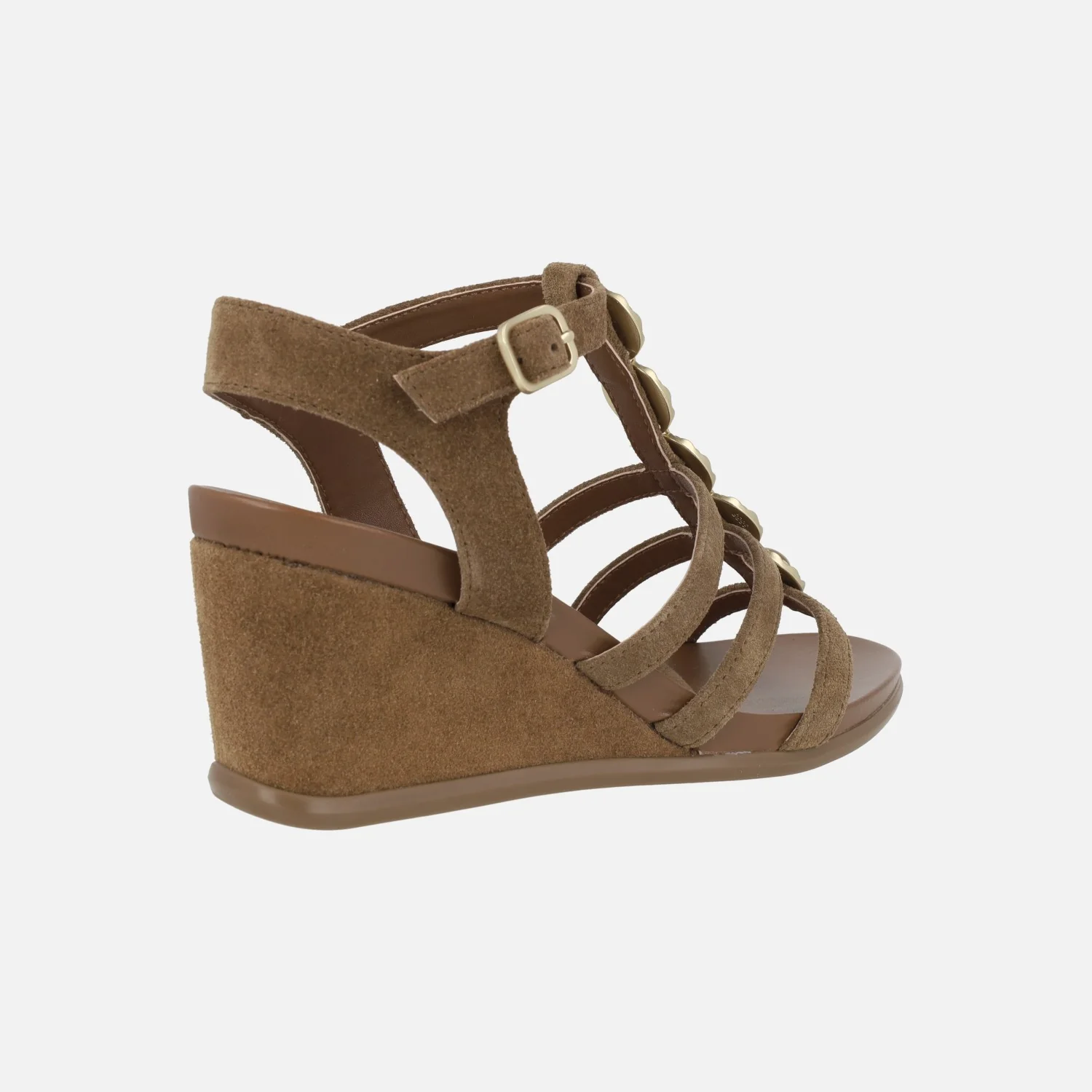 Sandalias de cuña en serraje cuero con detalle de adornos dorados Yara - Image 4