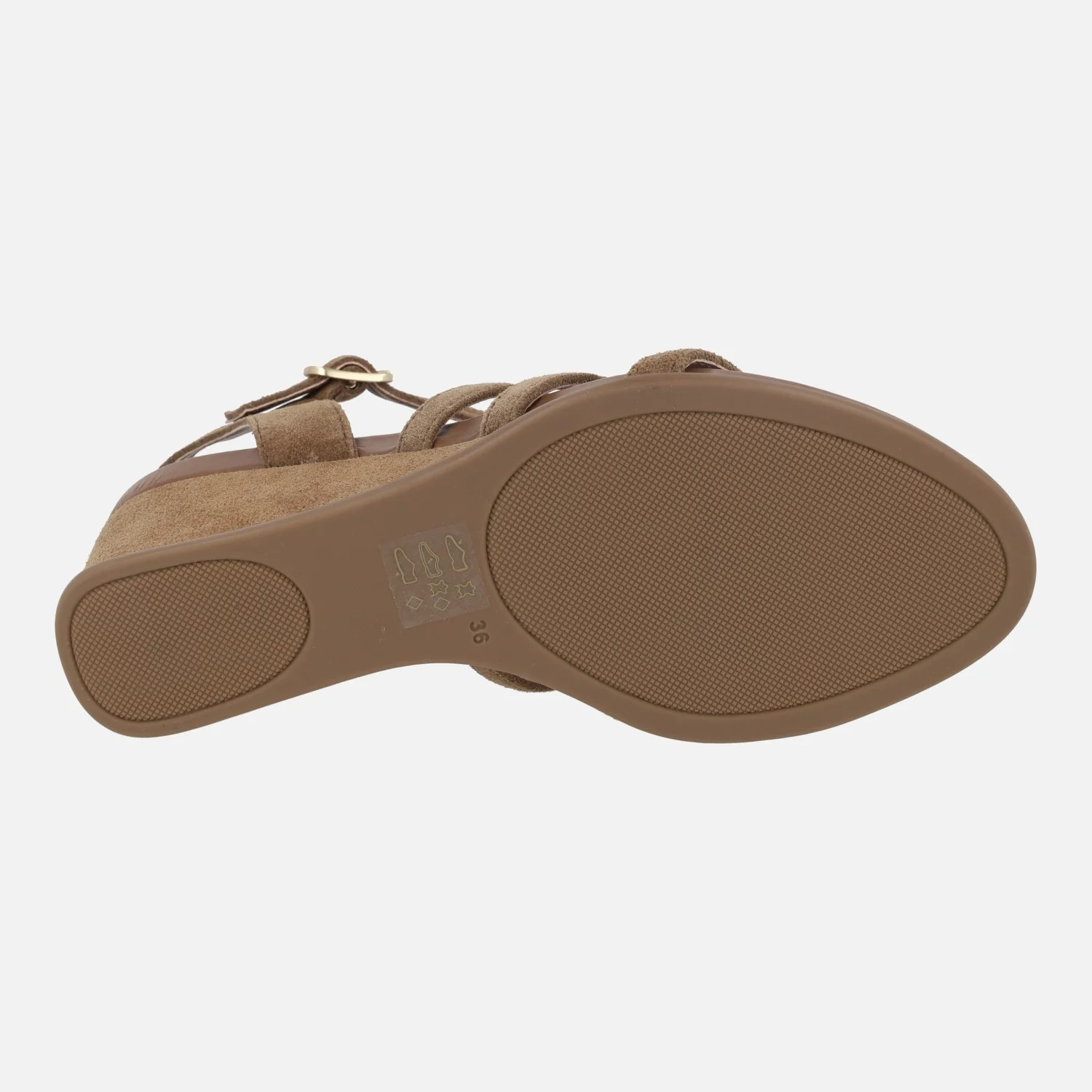 Sandalias de cuña en serraje cuero con detalle de adornos dorados Yara - Image 6