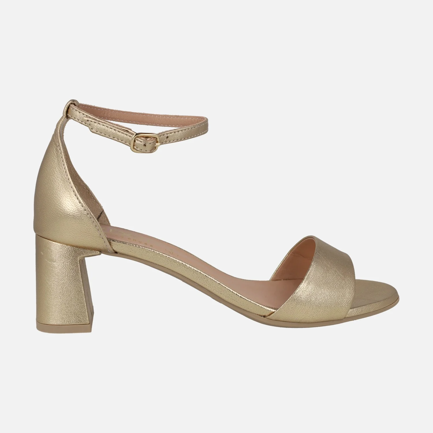 Sandalias de mujer en dorado con talón cerrado Layna