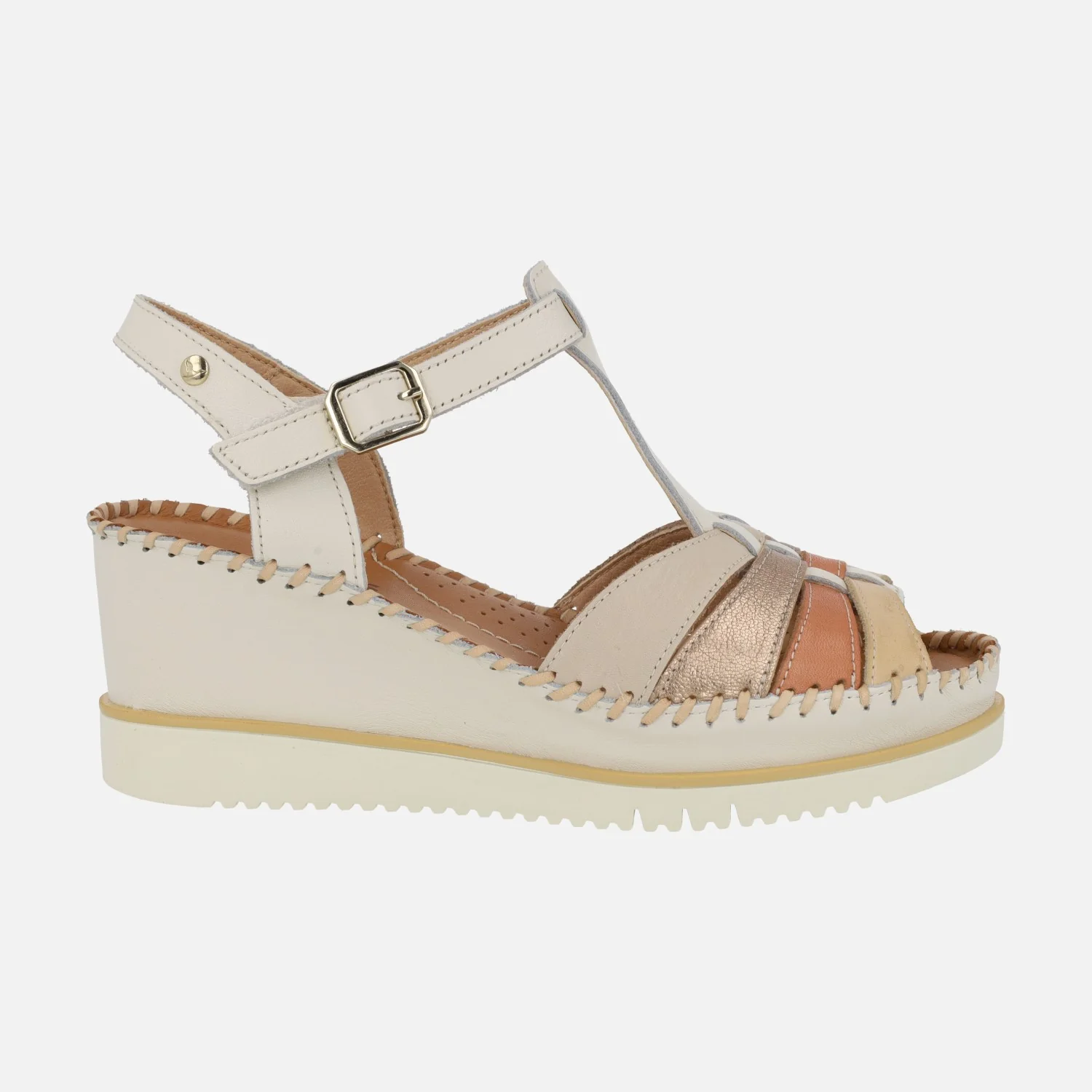 Sandalias de piel Aguadulce con cuña y cierre de velcro