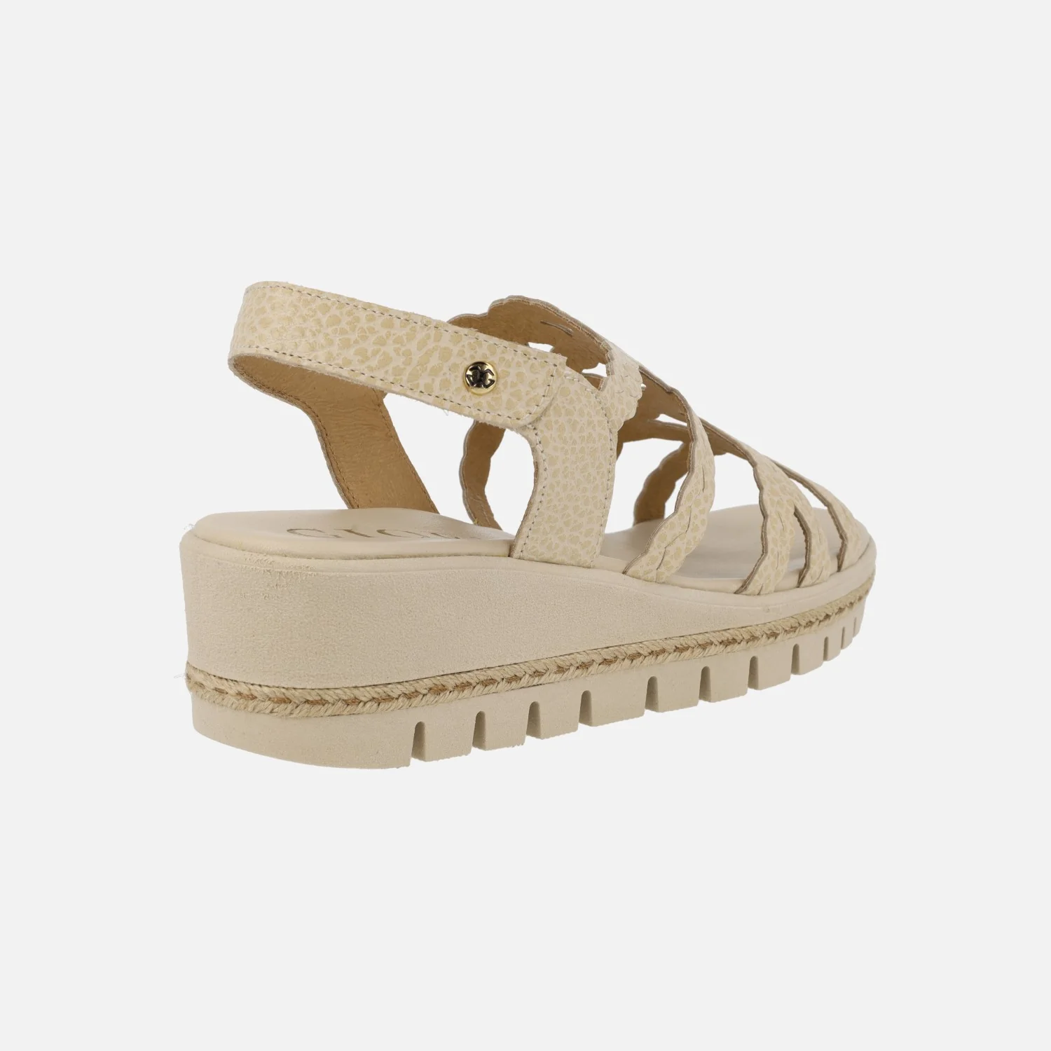 SANDALIAS DE PIEL color beige EFECTO TRENZADO CON CIERRE DE VELCRO - Image 4