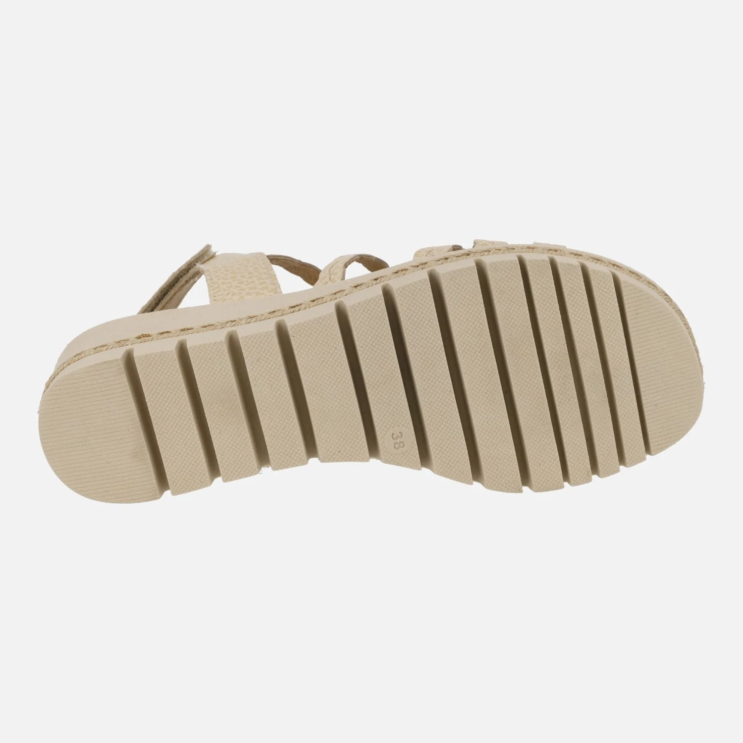 SANDALIAS DE PIEL color beige EFECTO TRENZADO CON CIERRE DE VELCRO - Image 5