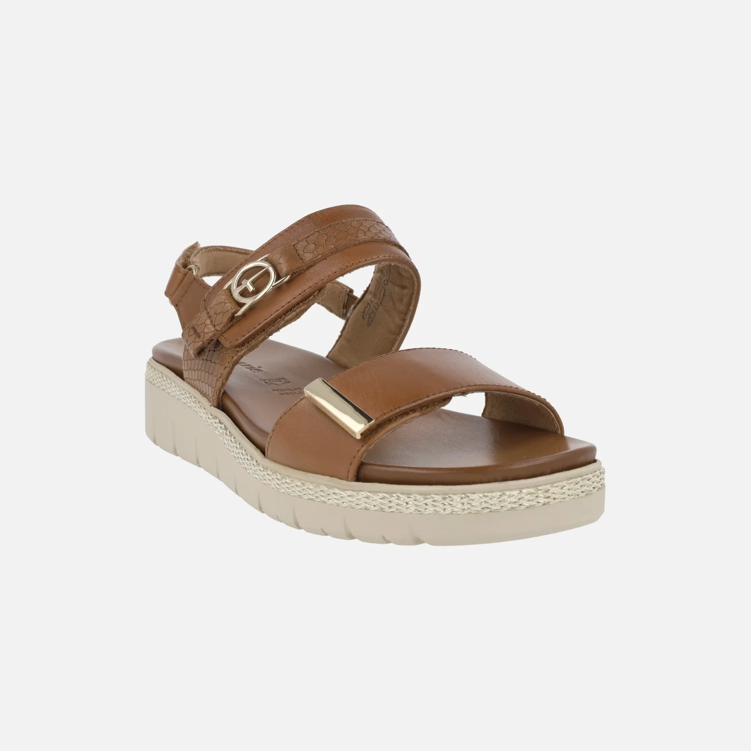 Sandalias de piel color cuero con cierre de velcros - Image 2