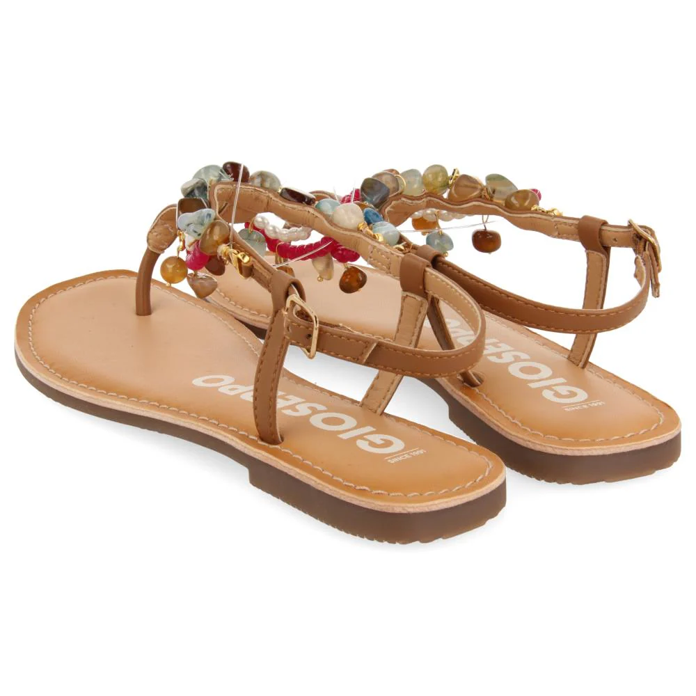 Sandalias de piel color cuero con pedrería Collan - Image 3