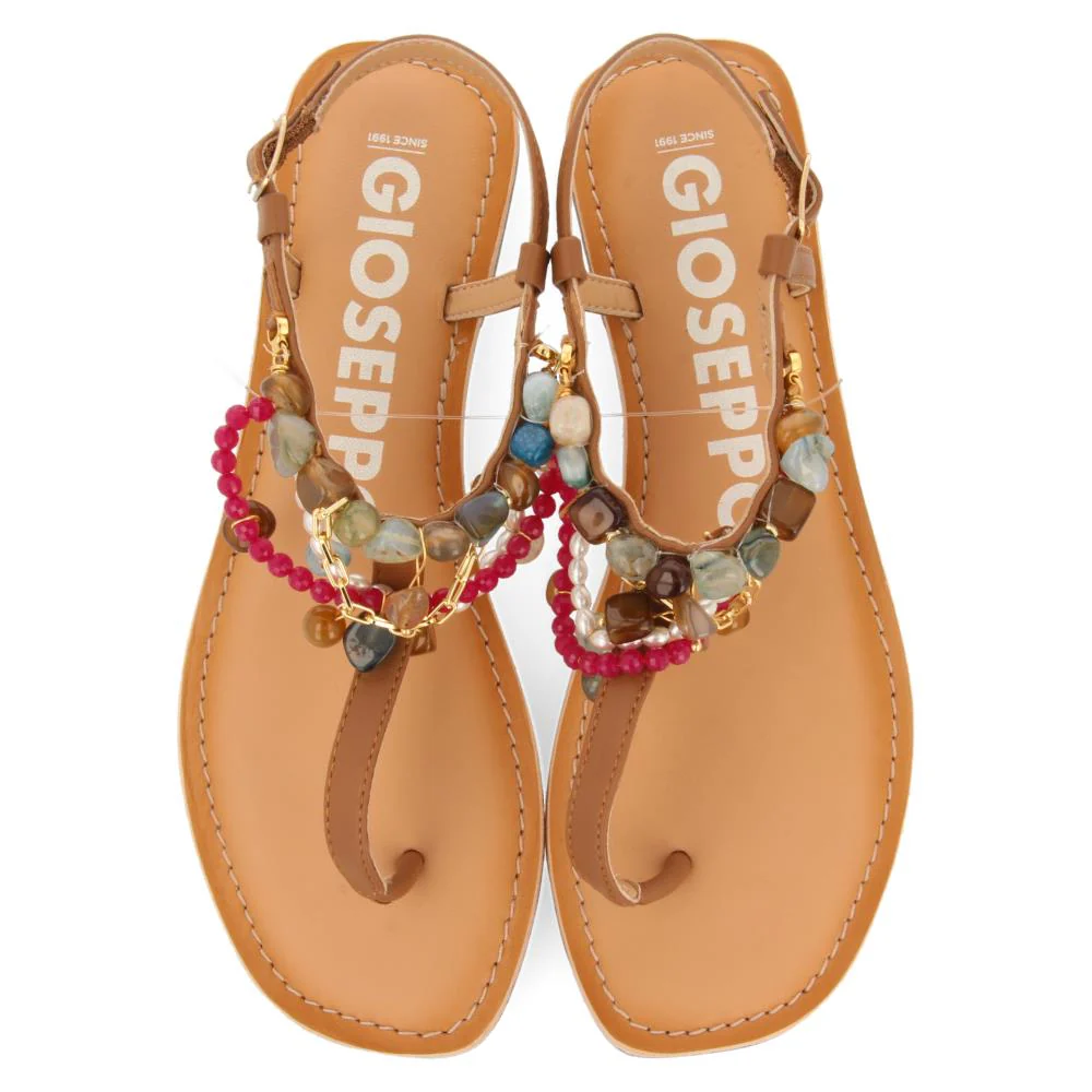 Sandalias de piel color cuero con pedrería Collan - Image 4