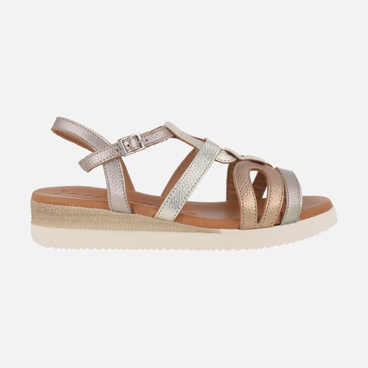 Sandalias de piel combinadas con cuña baja - Image 7