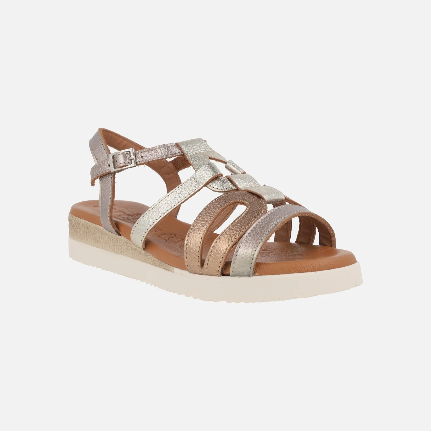 Sandalias de piel combinadas con cuña baja - Image 8