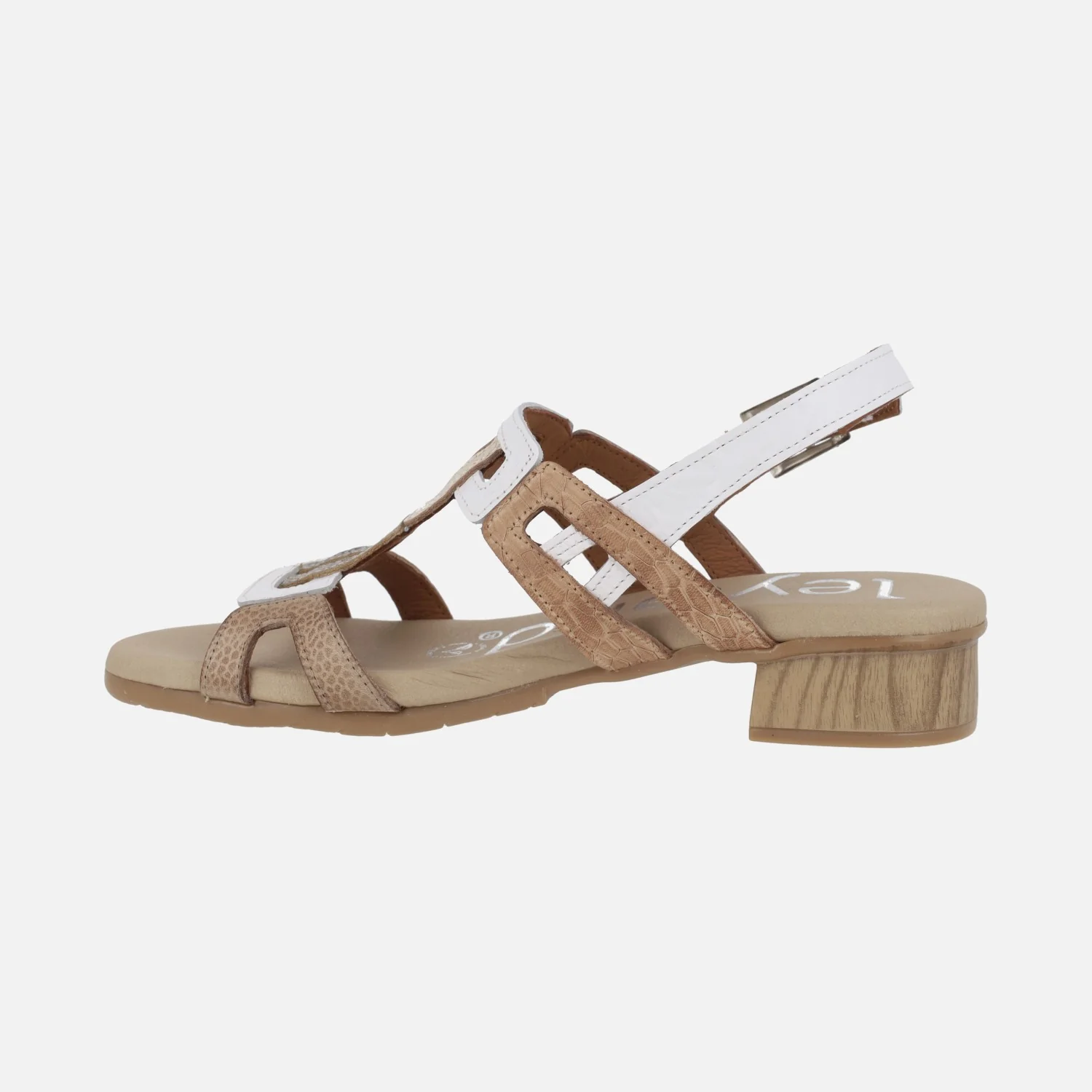 Sandalias de piel combinadas con tacón bajo - Image 3