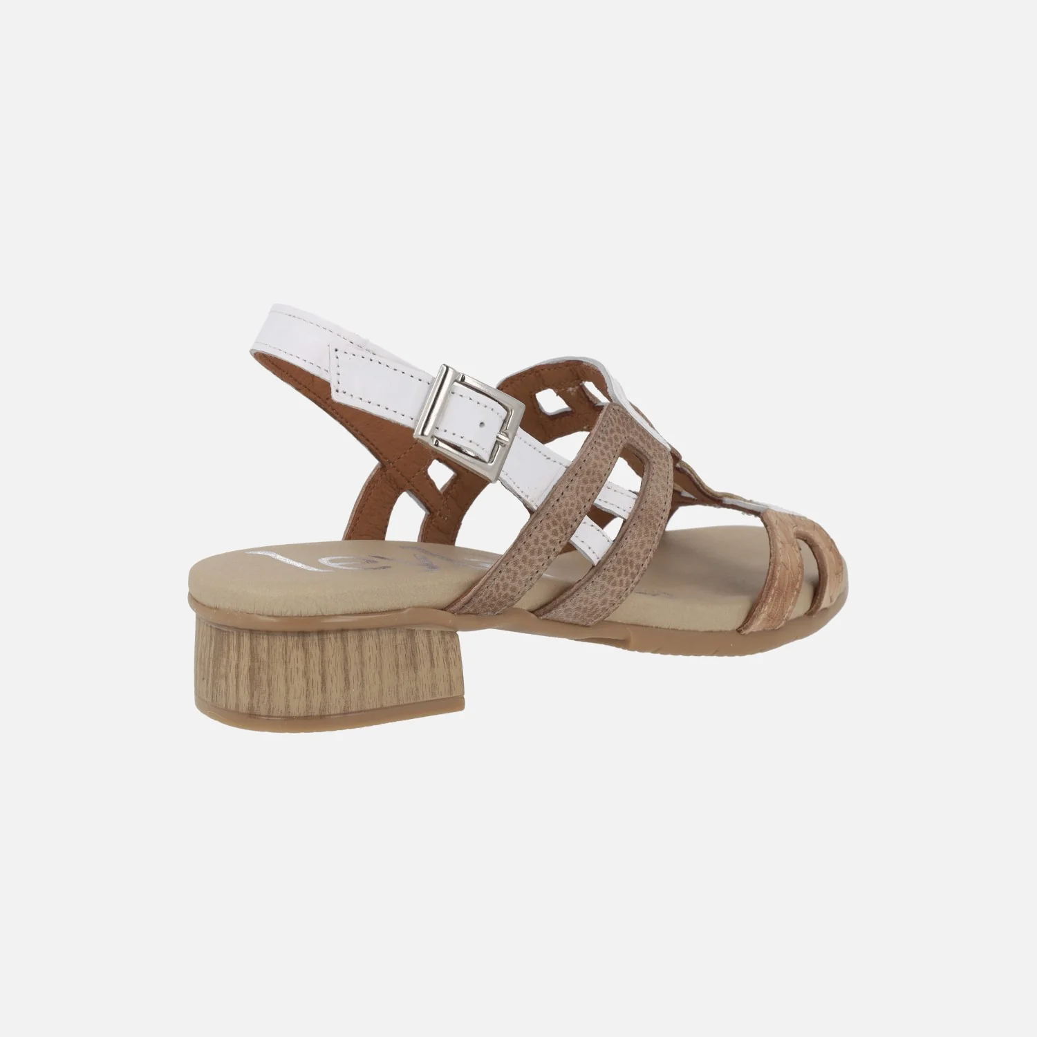 Sandalias de piel combinadas con tacón bajo - Image 4