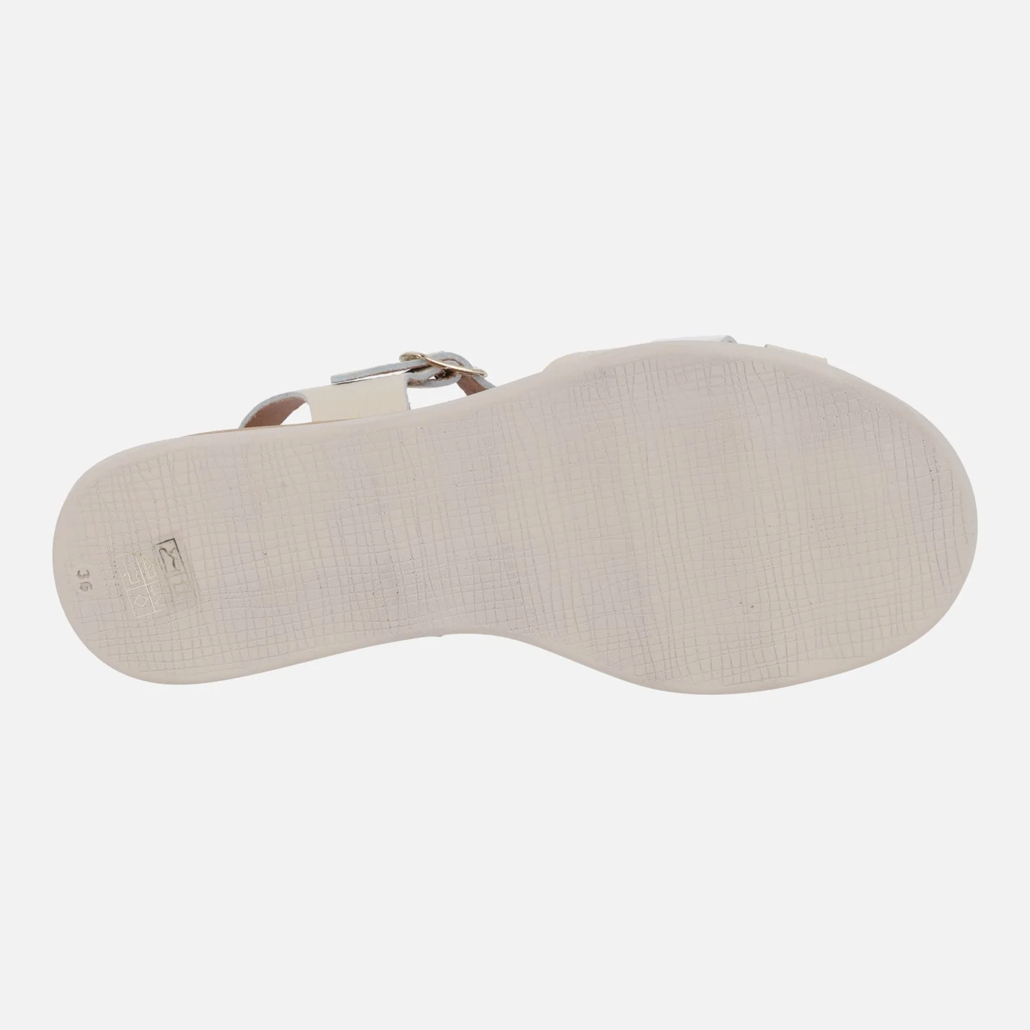 Sandalias de piel combinadas en beige y blanco con cierre de hebilla - Image 6