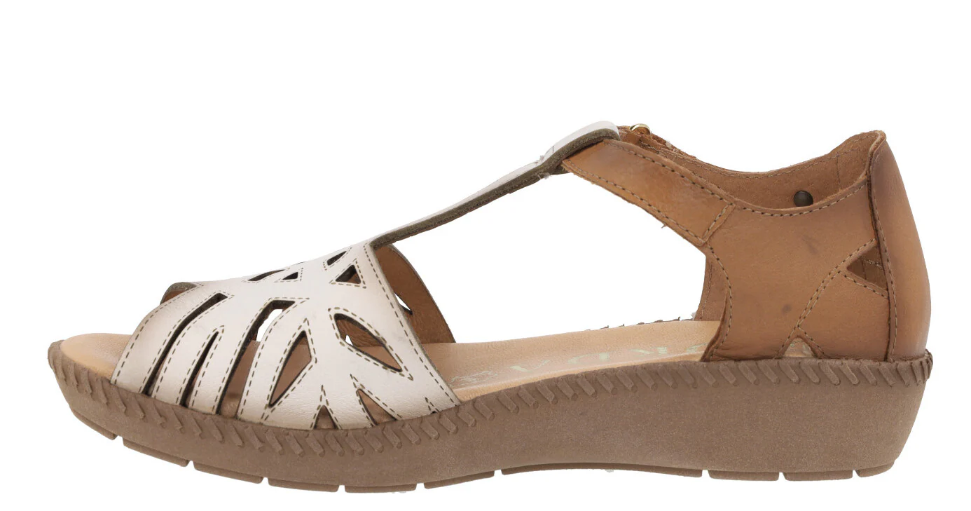 Sandalias de piel combinadas y cerradas de talón para mujer - Image 3