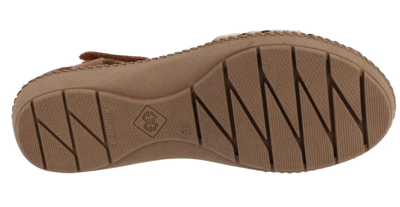 Sandalias de piel combinadas y cerradas de talón para mujer - Image 5